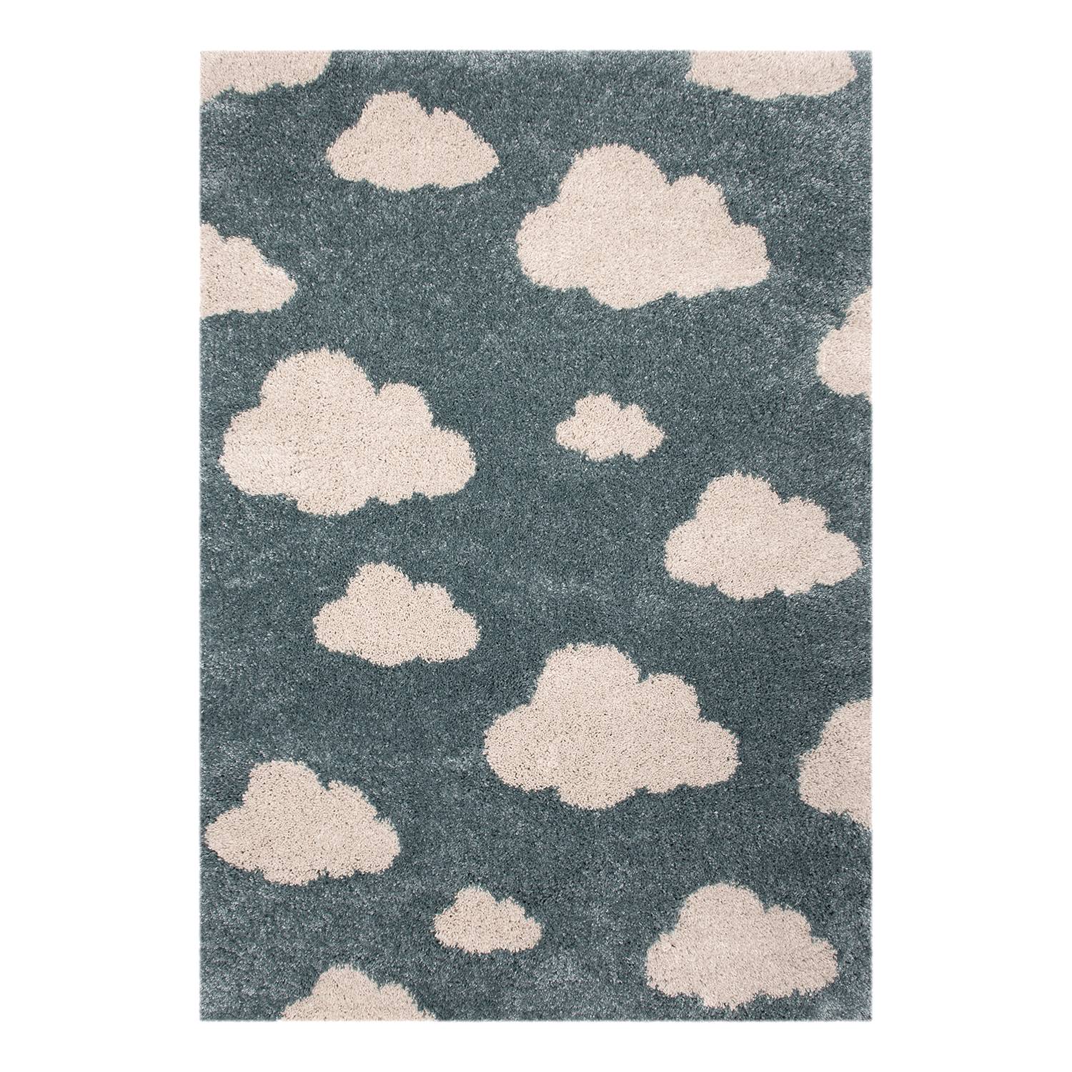 home24 Zala Living Kinderteppich Clouds Louis Blau/Cremeweiß mit Motiv Kunstfaser 120x3x170 cm (BxHxT) Rechteckig