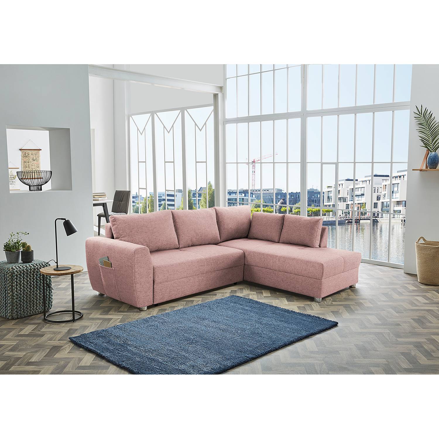 home24 Fredriks Ecksofa Camargo Rosa 100% Polyester 251x89x197 cm (BxHxT)