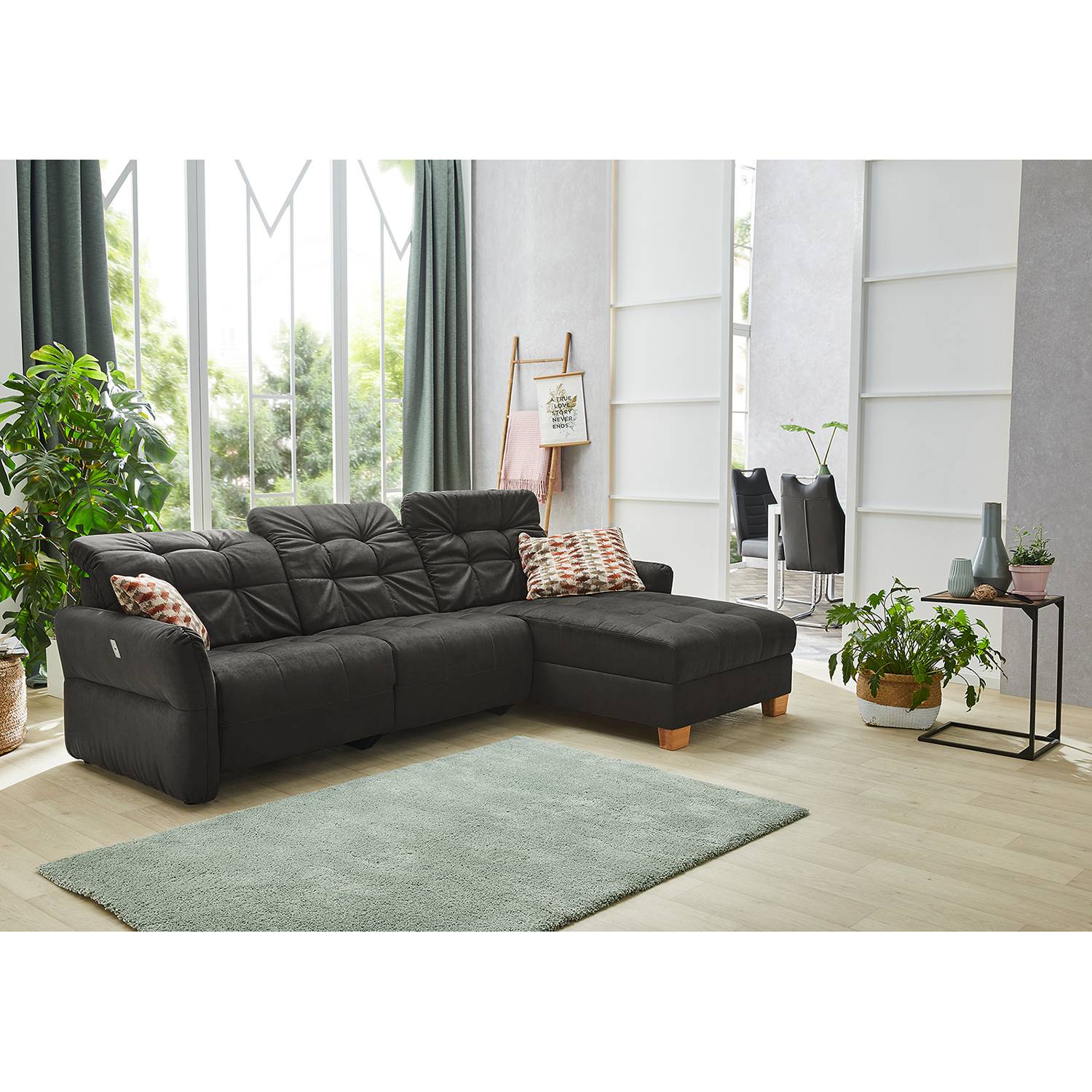 home24 Fredriks Ecksofa Tepic Dunkelbraun 100% Polyester 279x98x195 cm (BxHxT)