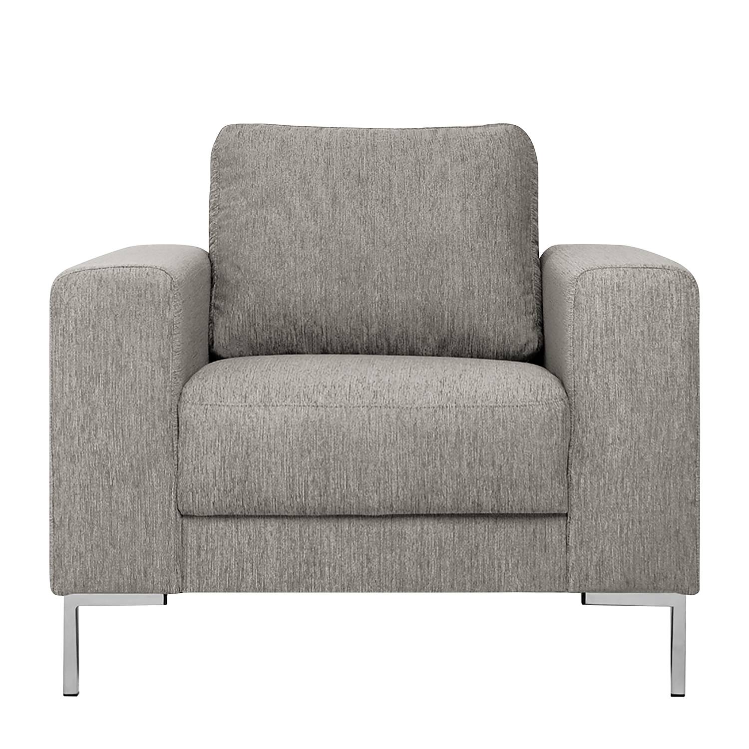 home24 Fredriks Sessel Summer I Platin Strukturstoff 95x90x90 cm (BxHxT)