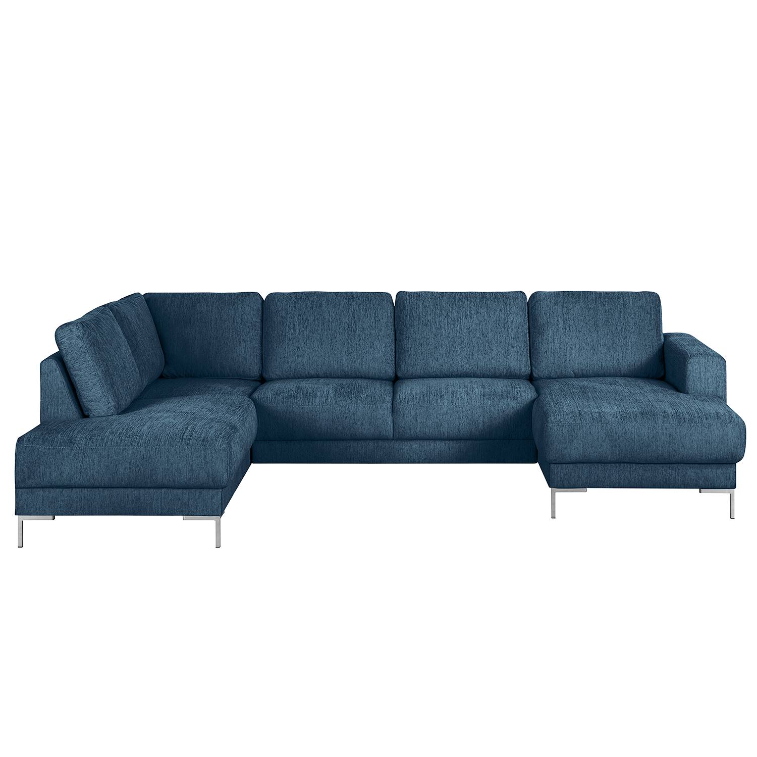 home24 Fredriks Wohnlandschaft Summer I Jeansblau Strukturstoff 299x80x149 cm