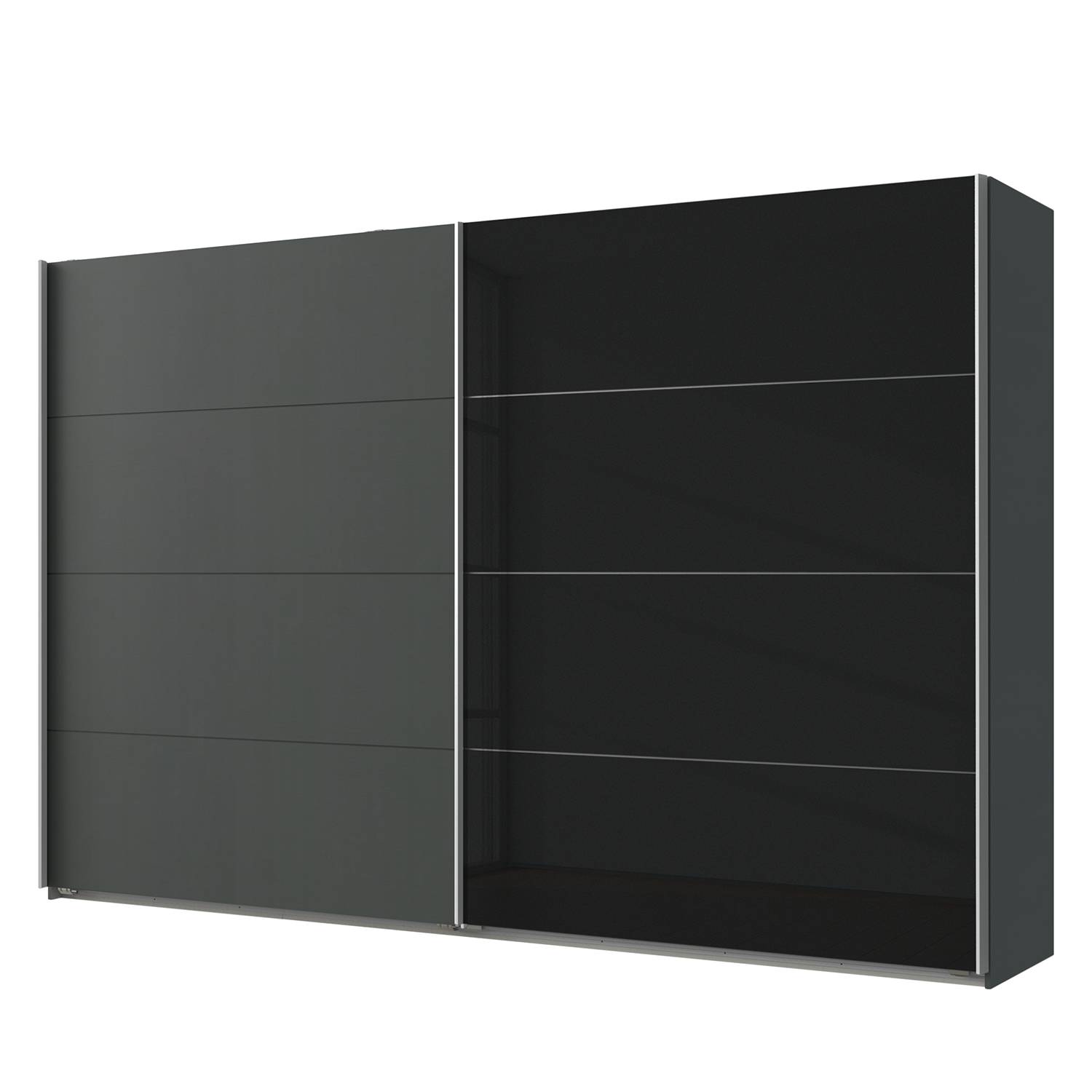 home24 Wimex Schwebetürenschrank Easy Plus I Graphit/Schwarz 270x236x65 cm (BxHxT) 2-türig Spanplatte Modern