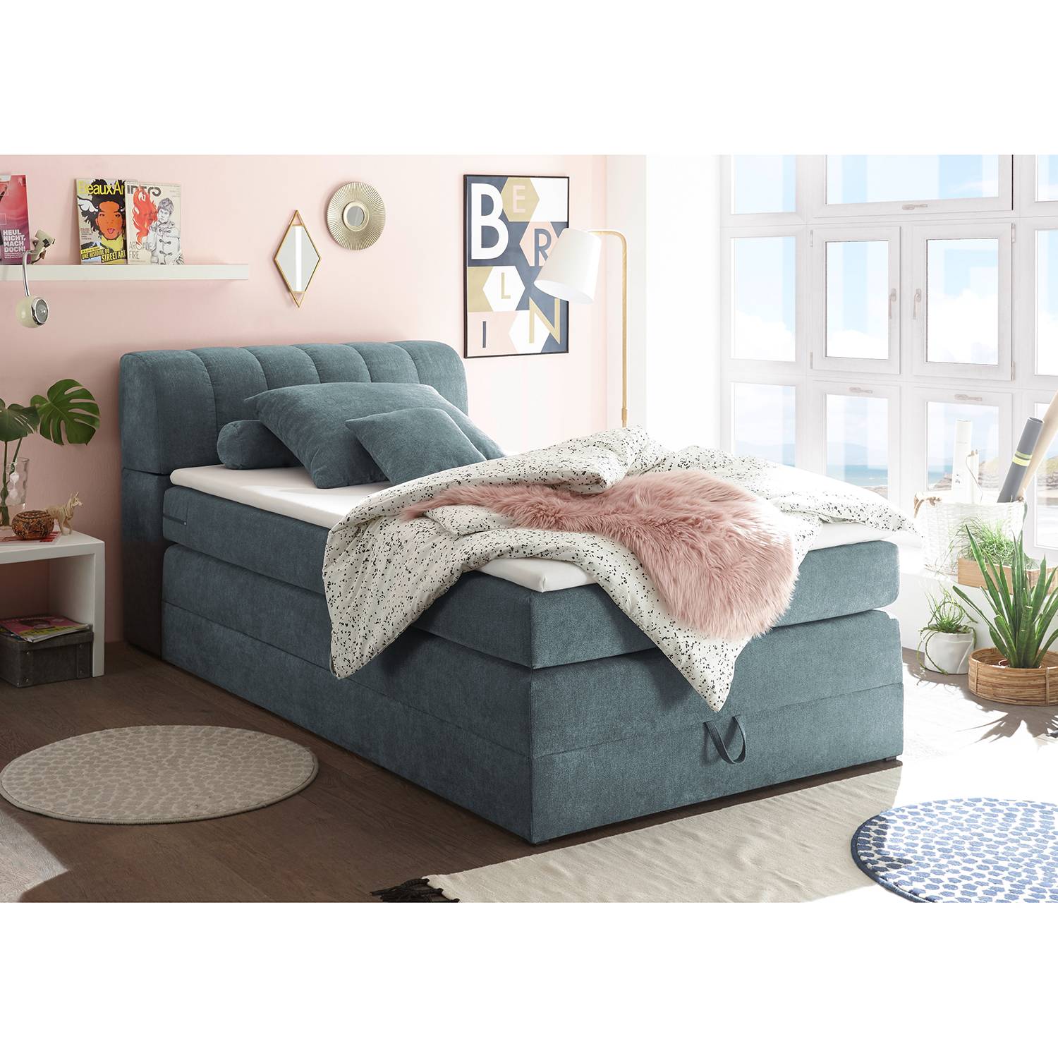 Home24 Loftscape Boxspringbett Brooke 1x0 Cm Synthetikfaser Anthrazit Mit Bettkasten Matratze Topper Modern Moebel Suchmaschine Ladendirekt De