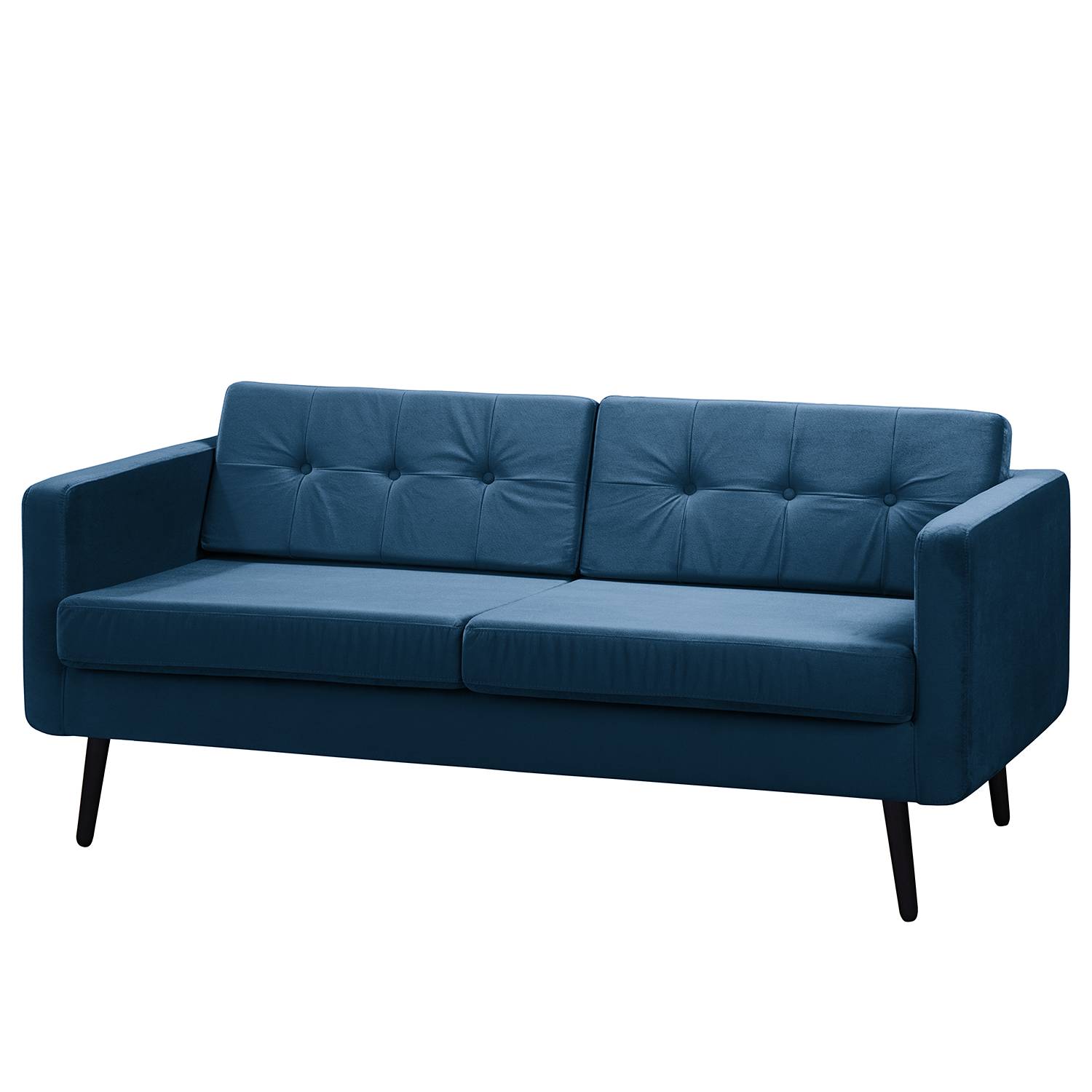 home24 Jack & Alice Sofa Croom VI 3-Sitzer Marineblau Samt 184x86x84 cm