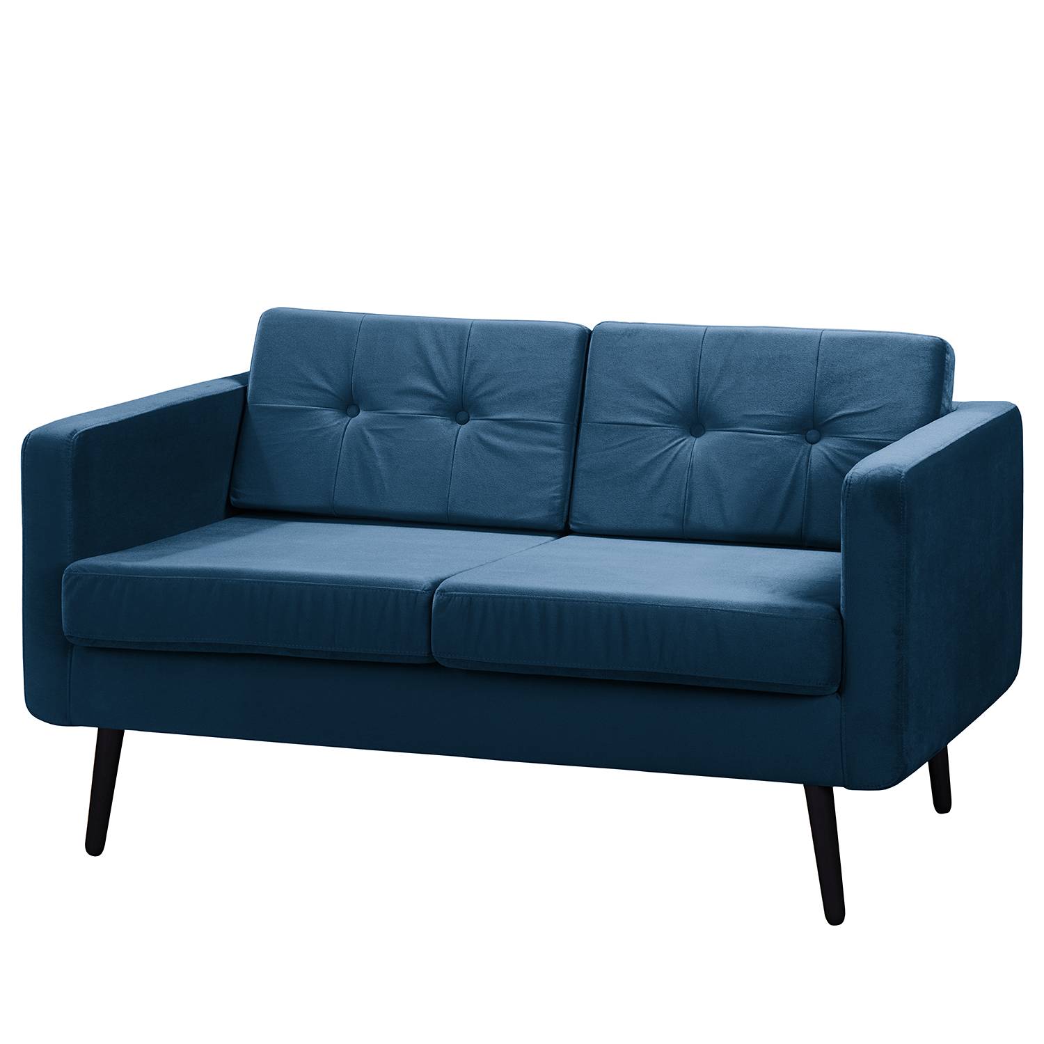 home24 Jack & Alice Sofa Croom VI 2-Sitzer Marineblau Samt 143x86x84 cm