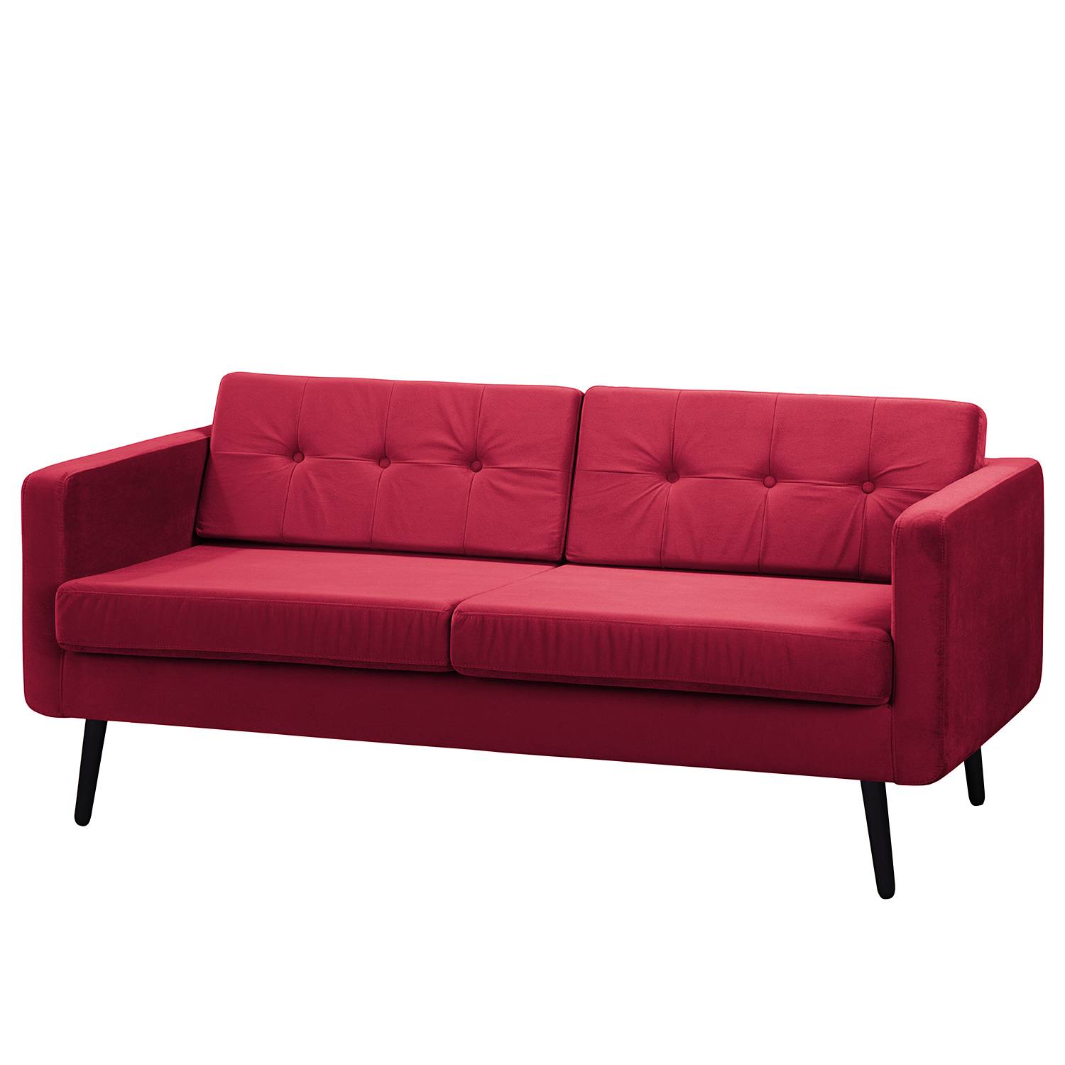 home24 Jack & Alice Sofa Croom VI 3-Sitzer Rot Samt 184x86x84 cm