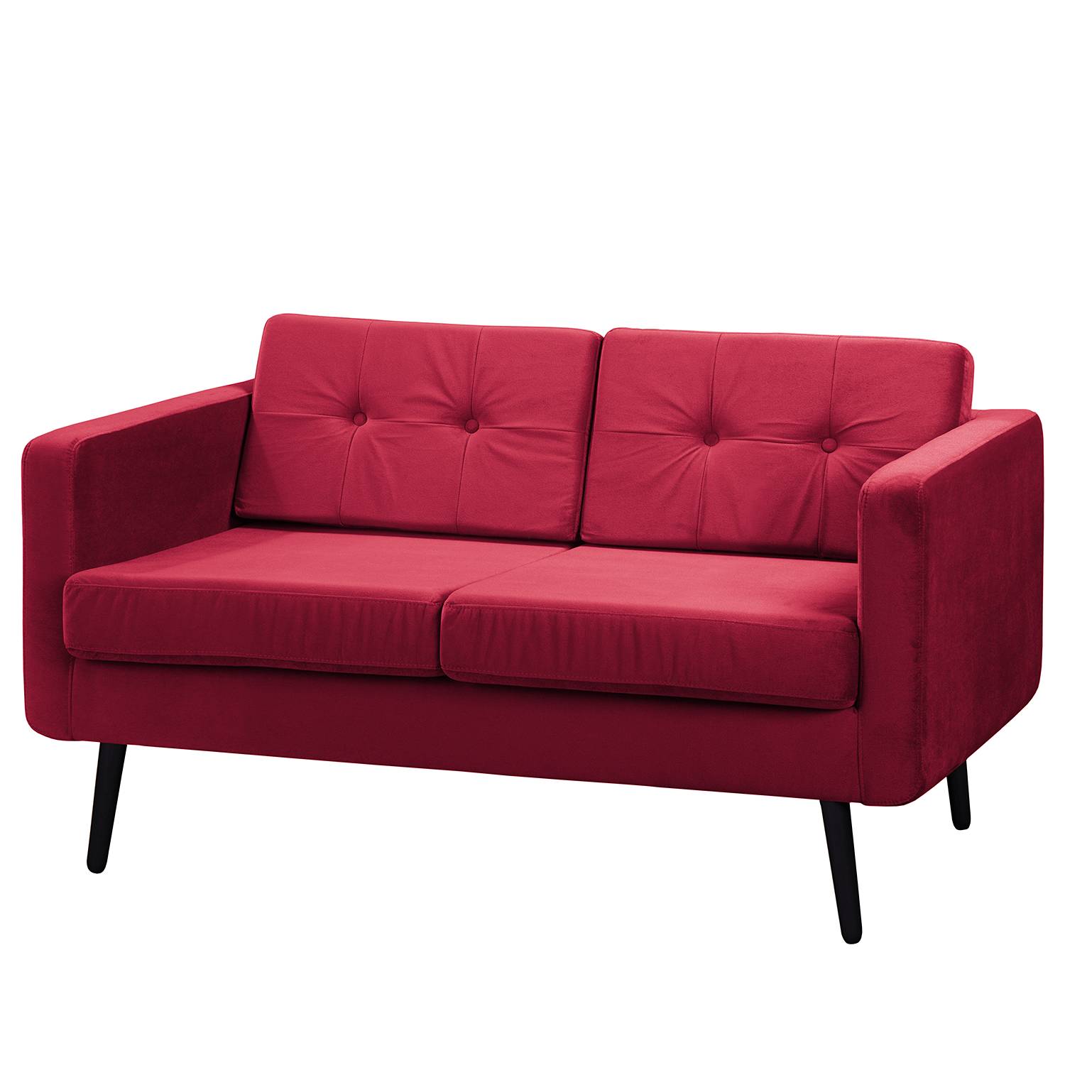 home24 Jack & Alice Sofa Croom VI 2-Sitzer Rot Samt 143x86x84 cm