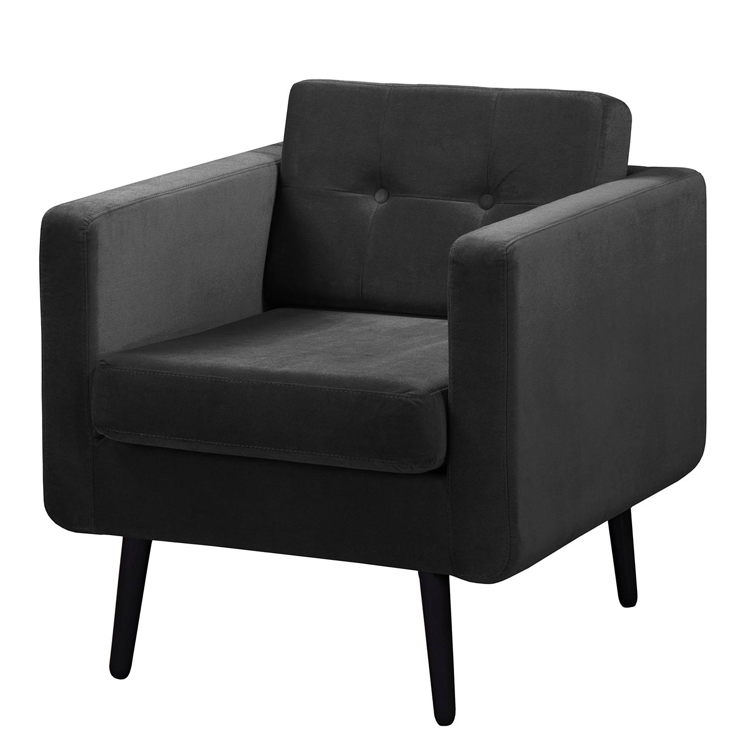 home24 Jack & Alice Sessel Croom I Schwarz Samt 77x86x84 cm (BxHxT)