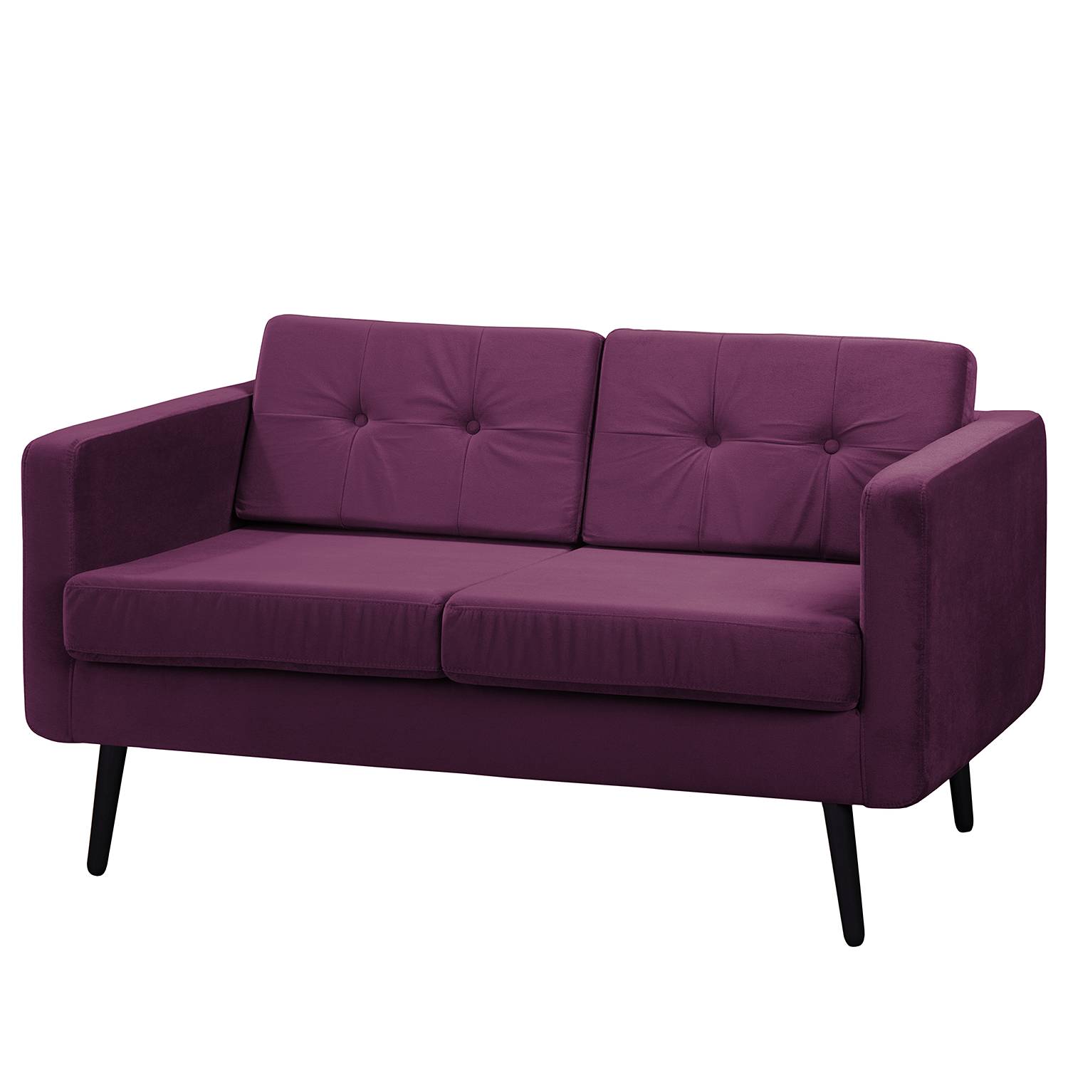 home24 Jack & Alice Sofa Croom VI 2-Sitzer Beere Samt 143x86x84 cm
