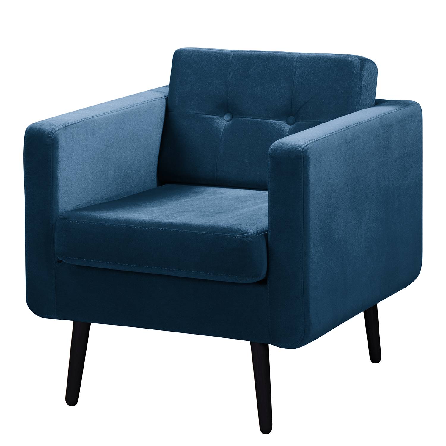 home24 Jack & Alice Sessel Croom I Marineblau Samt 77x86x84 cm (BxHxT)