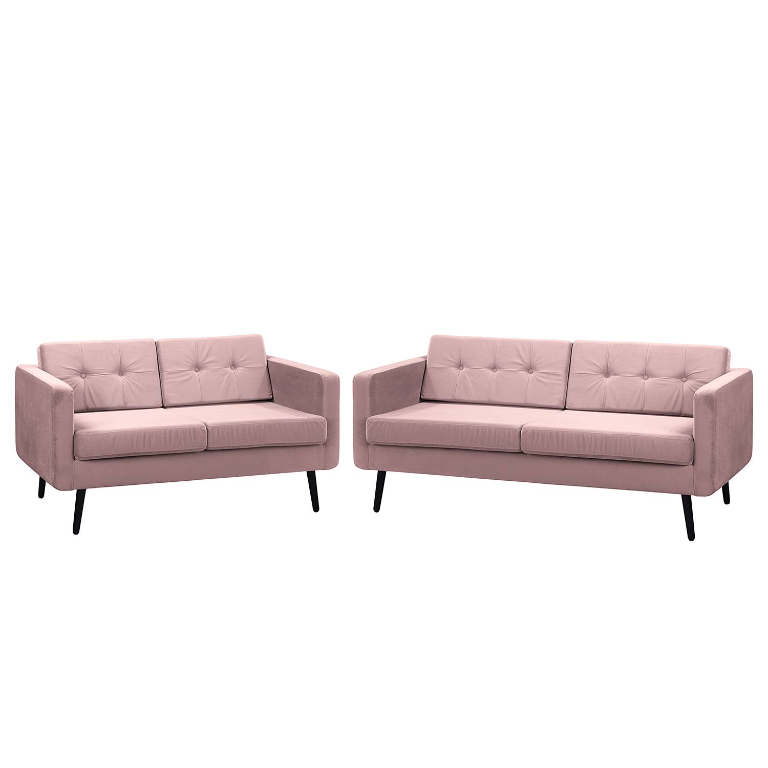 home24 Jack & Alice Polstergarnitur Croom I Mauve Samt 184x86x84 cm