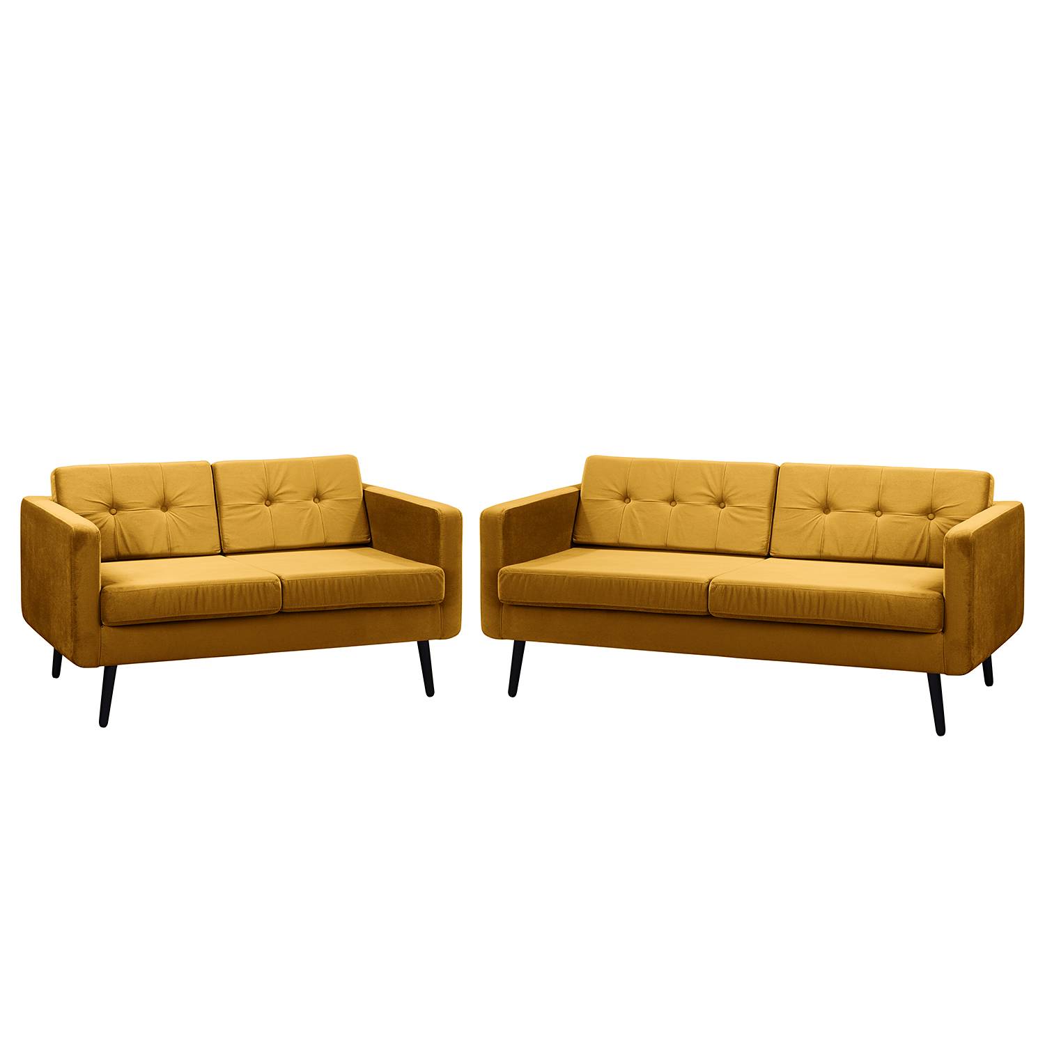 home24 Jack & Alice Polstergarnitur Croom I Ocker Samt 184x86x84 cm