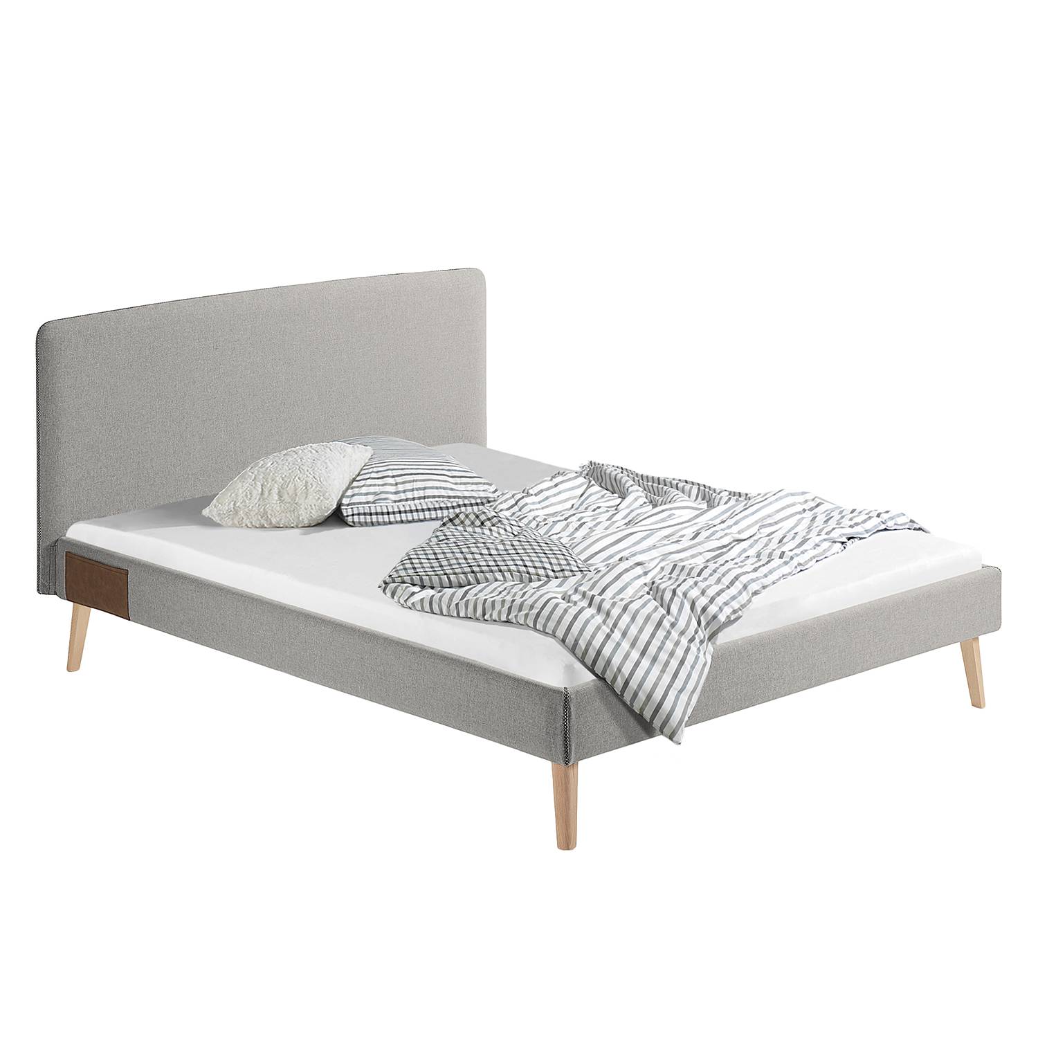 home24 Norrwood Polsterbett Feda 160x200 cm Webstoff Grau