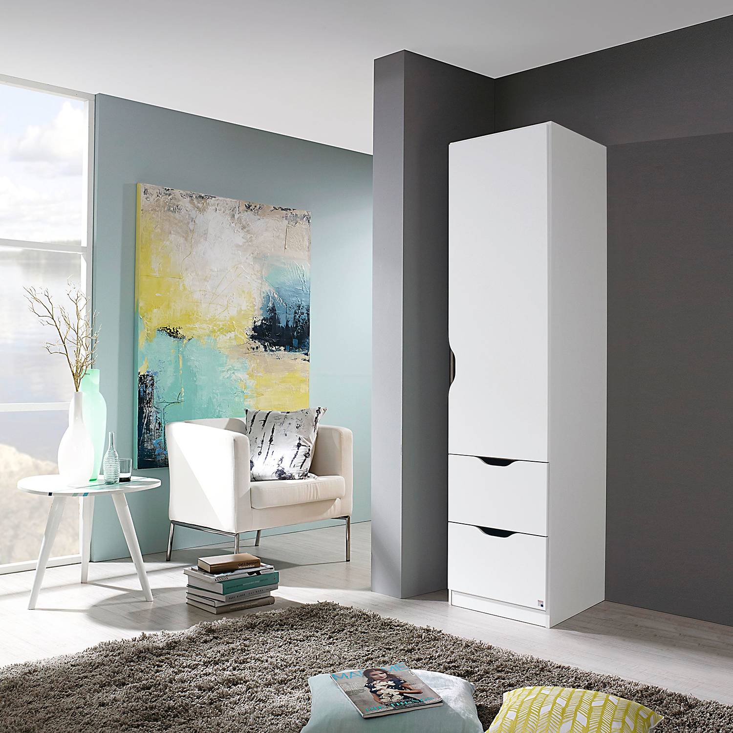 home24 Rauch Pack´s Drehtürenschrank Freiham Alpinweiß 47x197x54 cm (BxHxT) 1-türig Spanplatte Modern