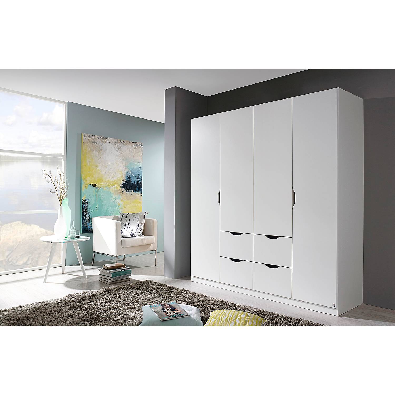 home24 Rauch Pack´s Drehtürenschrank Freiham Alpinweiß 181x197x54 cm (BxHxT) 4-türig Spanplatte Modern