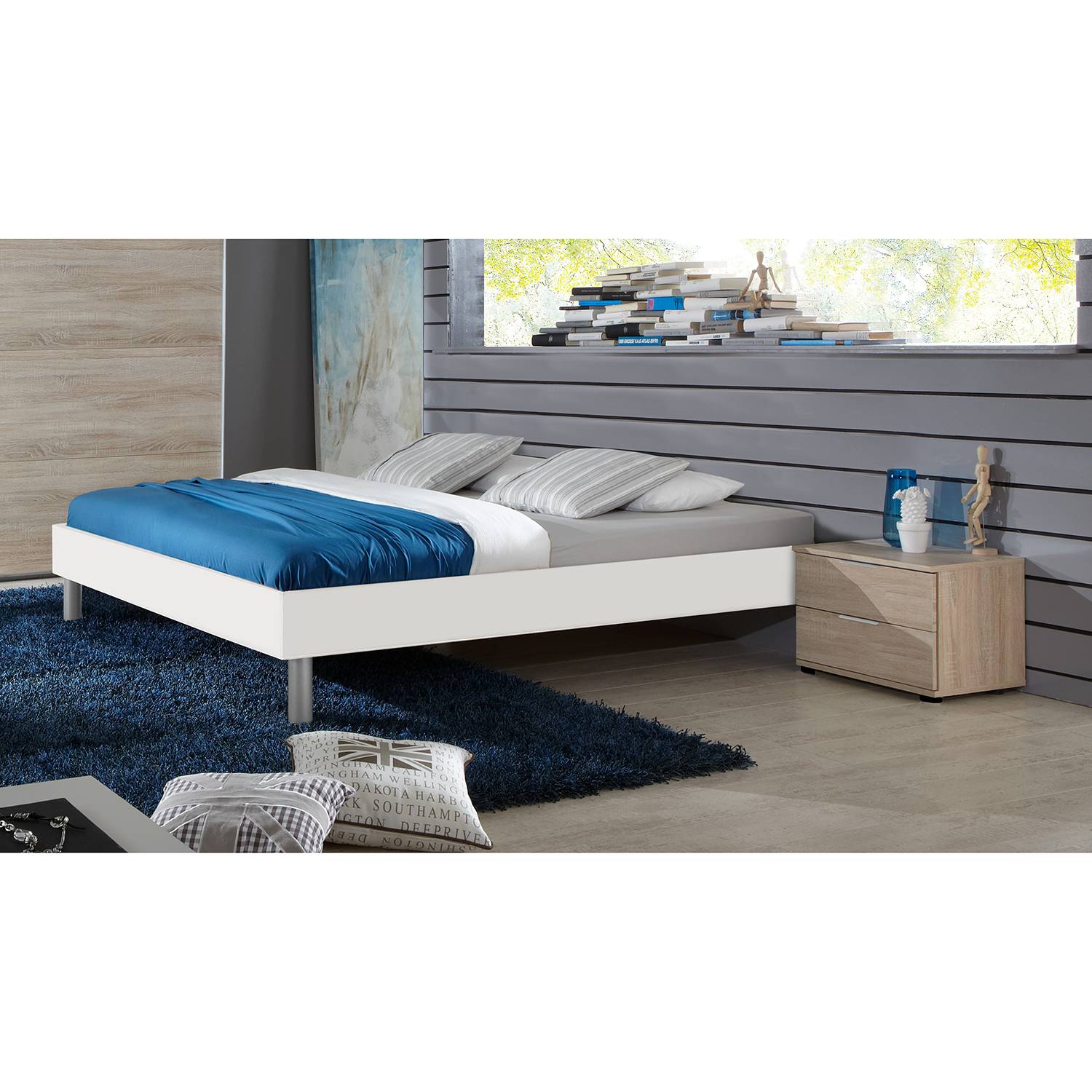 home24 Wimex Bettgestell Easy Beds 100x200 cm Spanplatte Weiß Modern