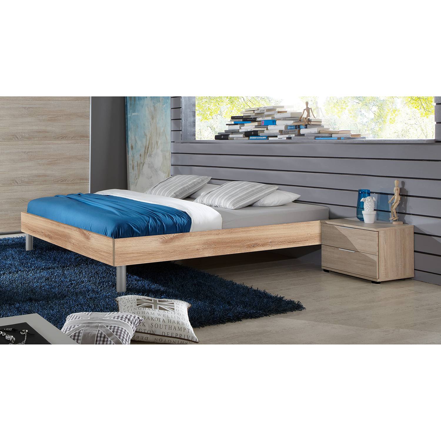 home24 Wimex Bettgestell Easy Beds 180x200 cm Spanplatte Plankeneiche Dekor Modern