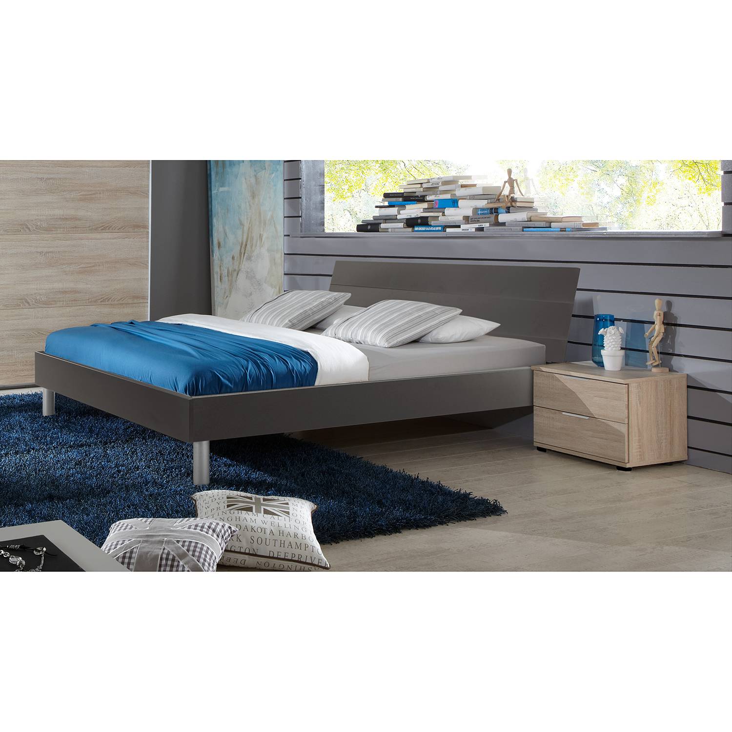 home24 Wimex Bettgestell Easy Beds 120x200 cm Spanplatte Graphit Modern