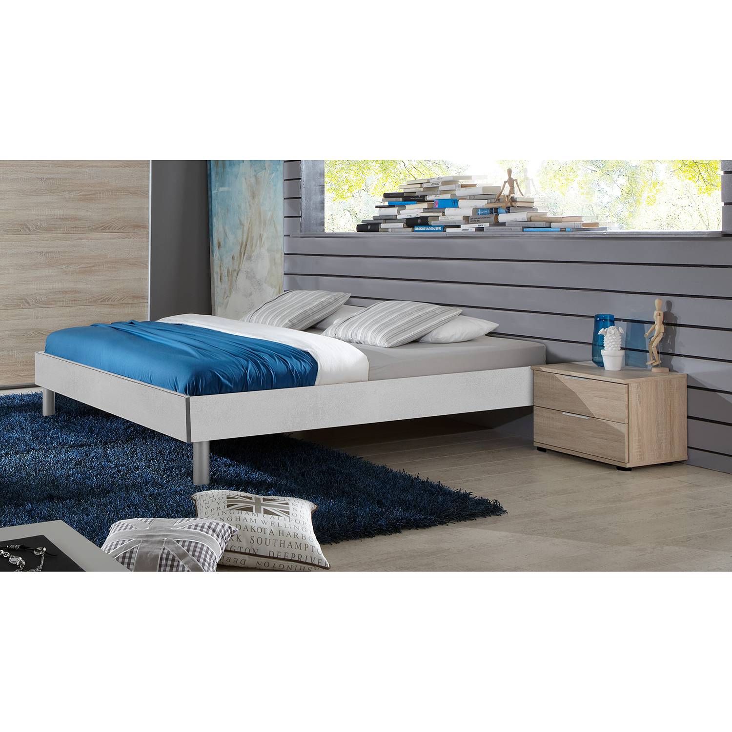 home24 Wimex Bettgestell Easy Beds 180x200 cm Spanplatte Beton Dekor Modern