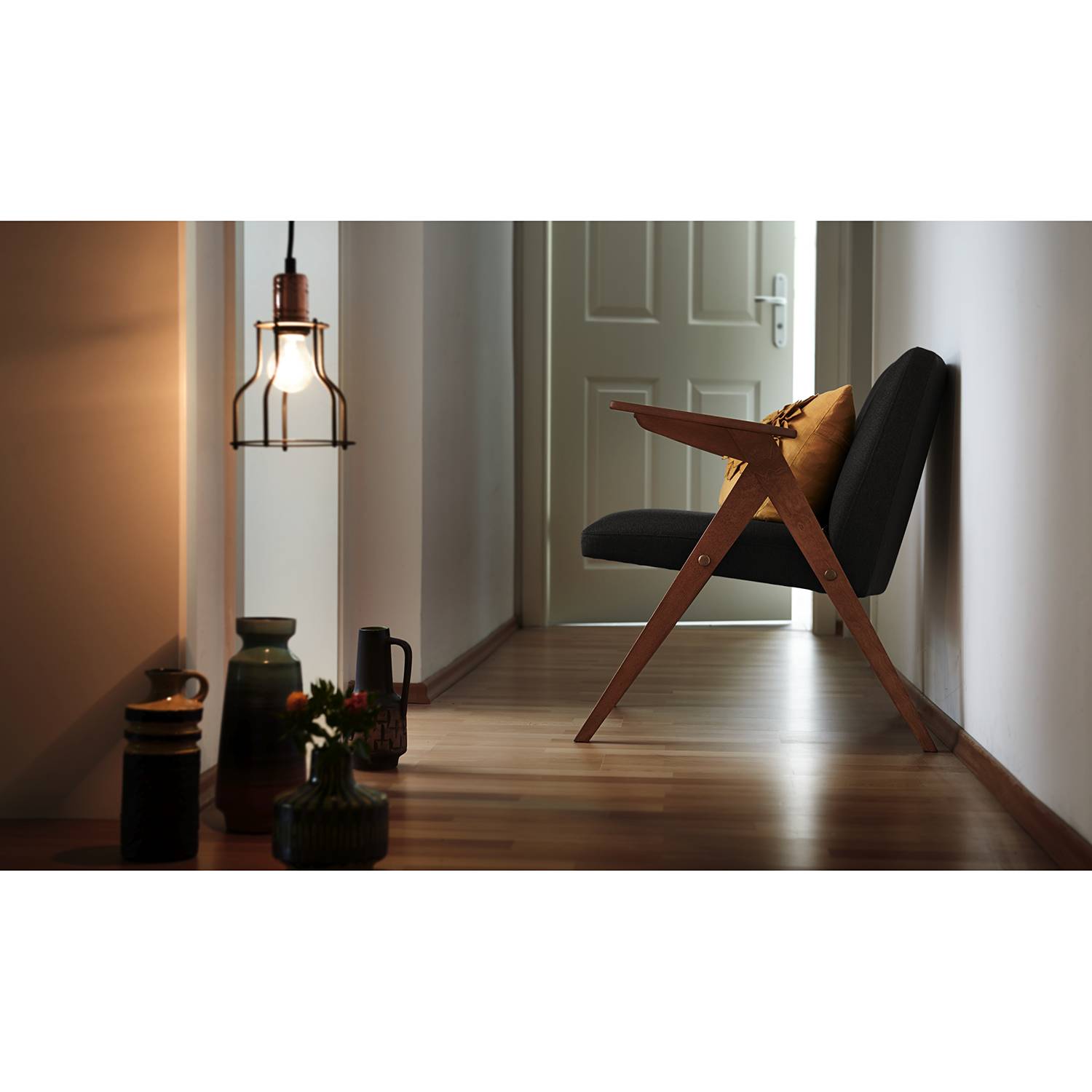 home24 Studio Copenhagen Sessel Frazer Schwarz Webstoff 65x70x66 cm (BxHxT)