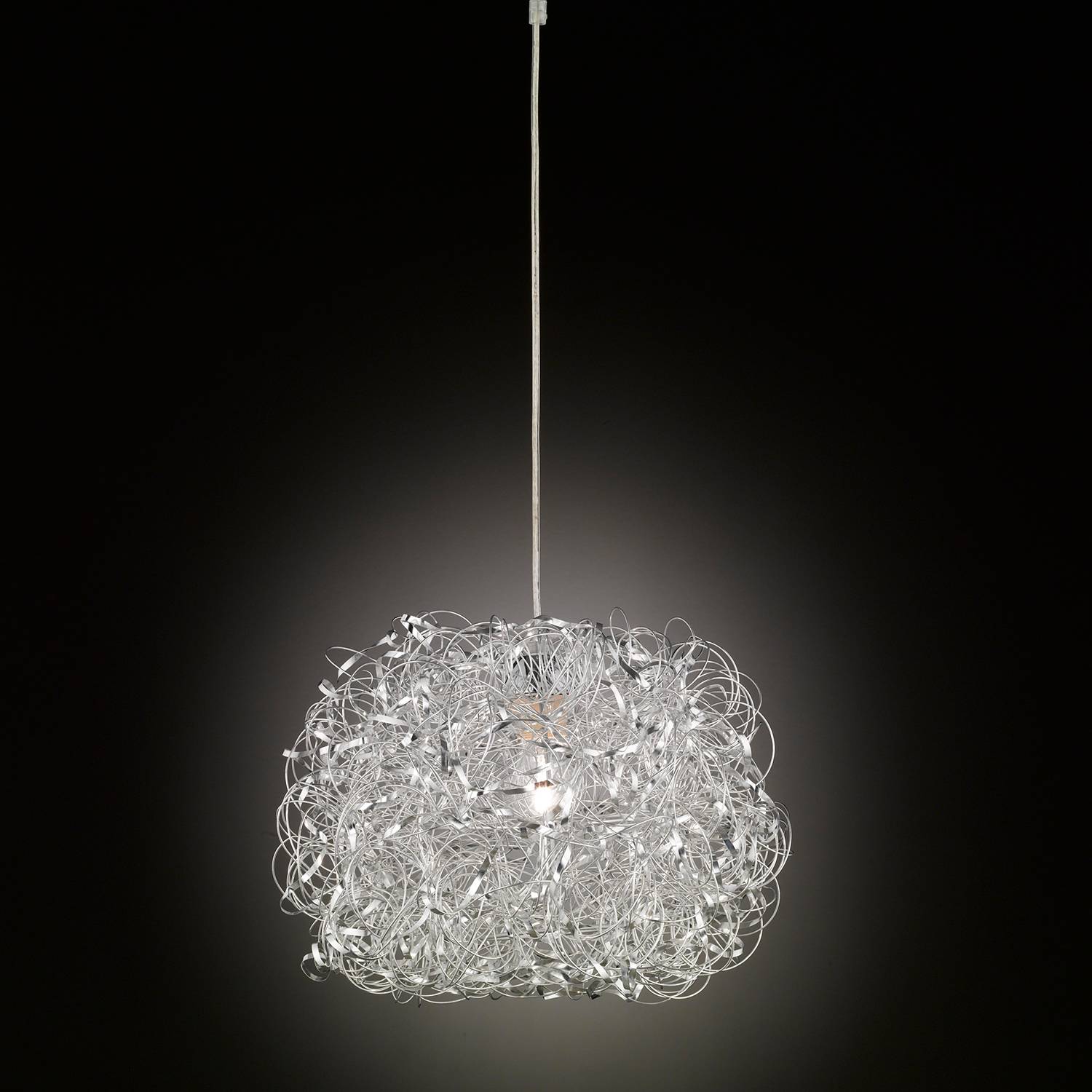 home24 Wofi Pendelleuchte Fortune Aluminium Silber Modern 40x150x40 cm (BxHxT) 1-flammig E27
