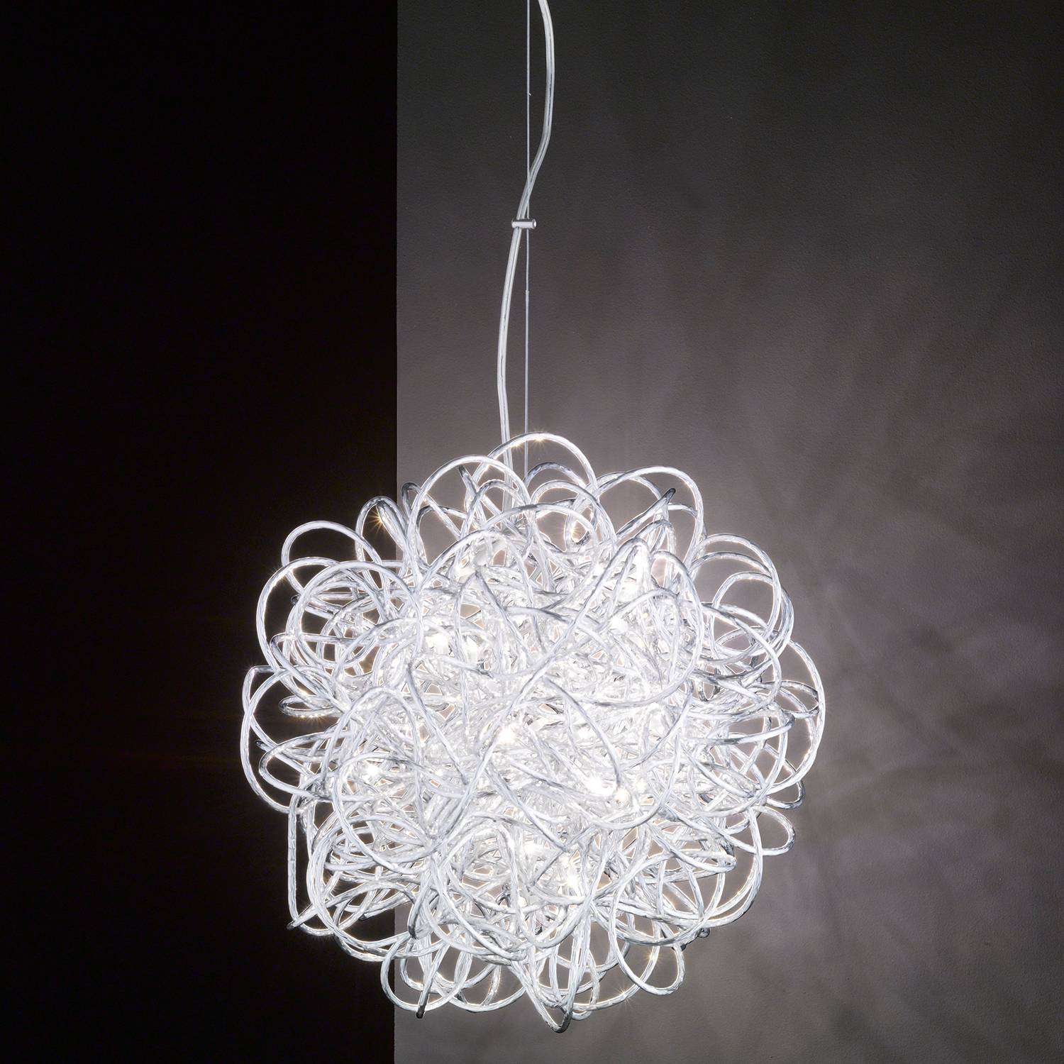 home24 Wofi LED-Pendelleuchte Apart Aluminium Silber Modern 43x150x43 cm (BxHxT) 1-flammig inkl. Leuchtmittel
