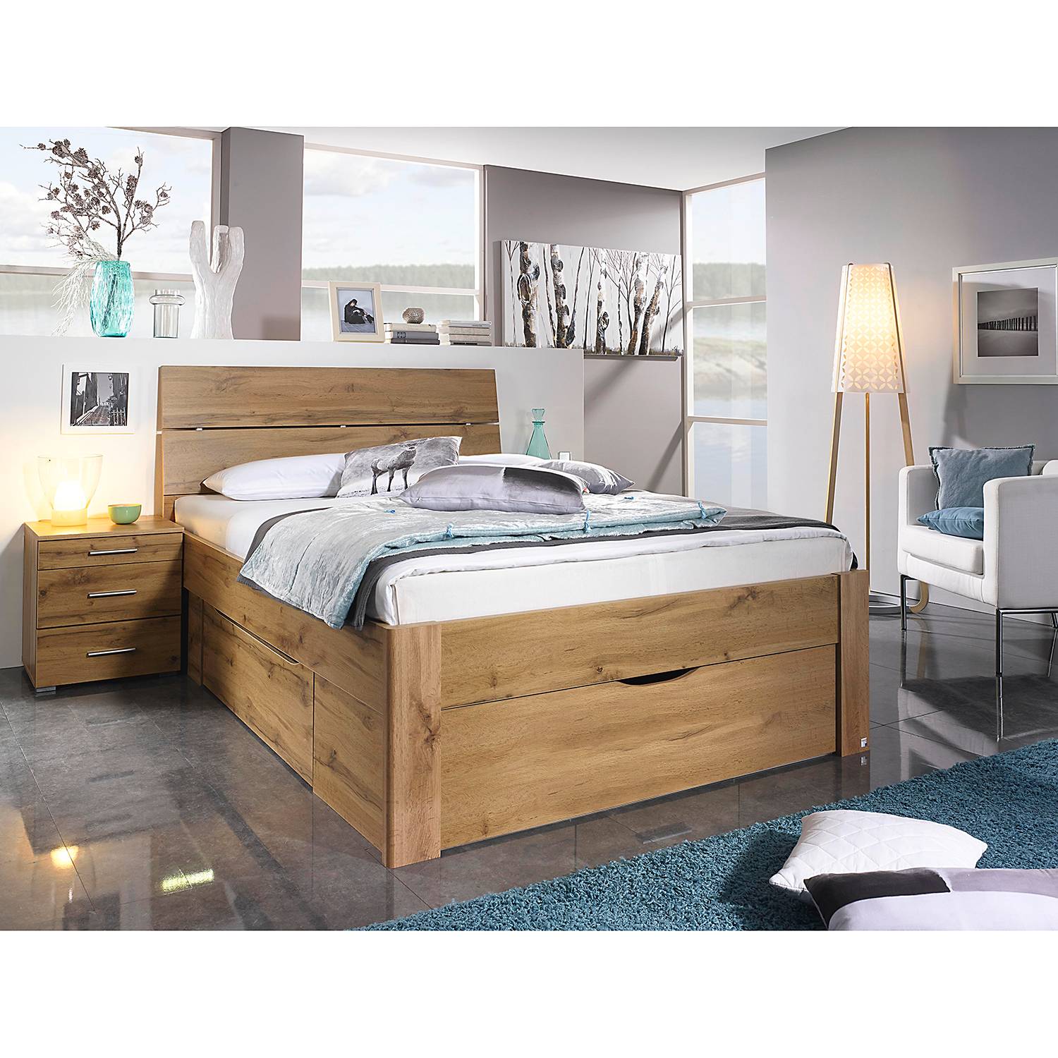home24 Rauch Bett Scala III 140x200 cm Spanplatte Dekor-Druck Eiche Wotan