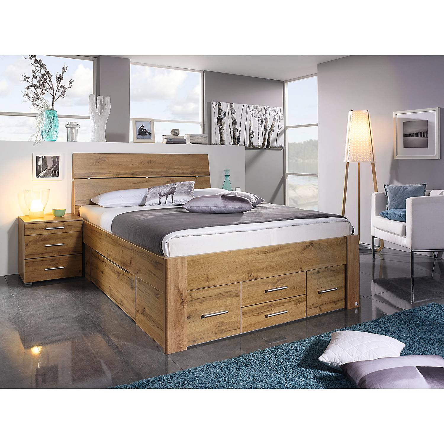 home24 Rauch Pack´s Bett Scala I 140x200 cm Spanplatte Eiche Wotan Dekor
