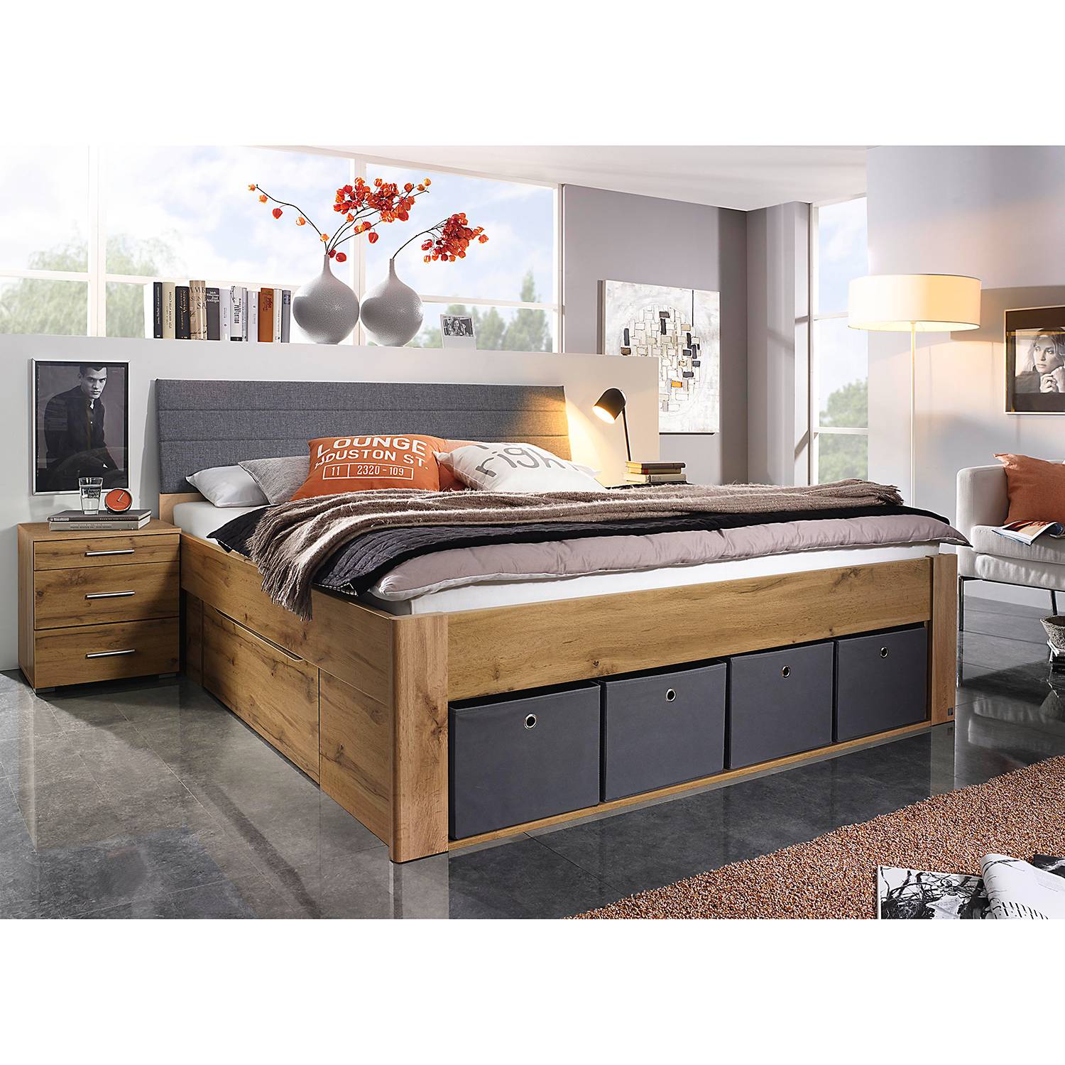 home24 Rauch Bett Scala II 180x200 cm Spanplatte Eiche Wotan Dekor