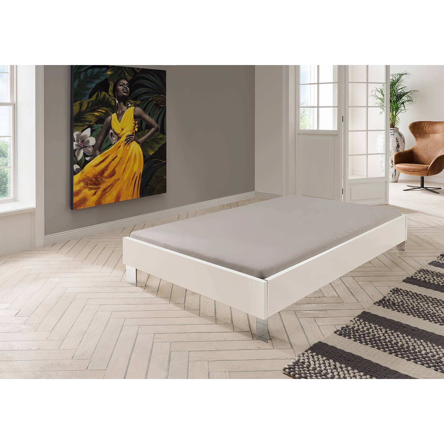 home24 Wimex Bettgestell Level 100x200 cm Spanplatte Weiß Modern