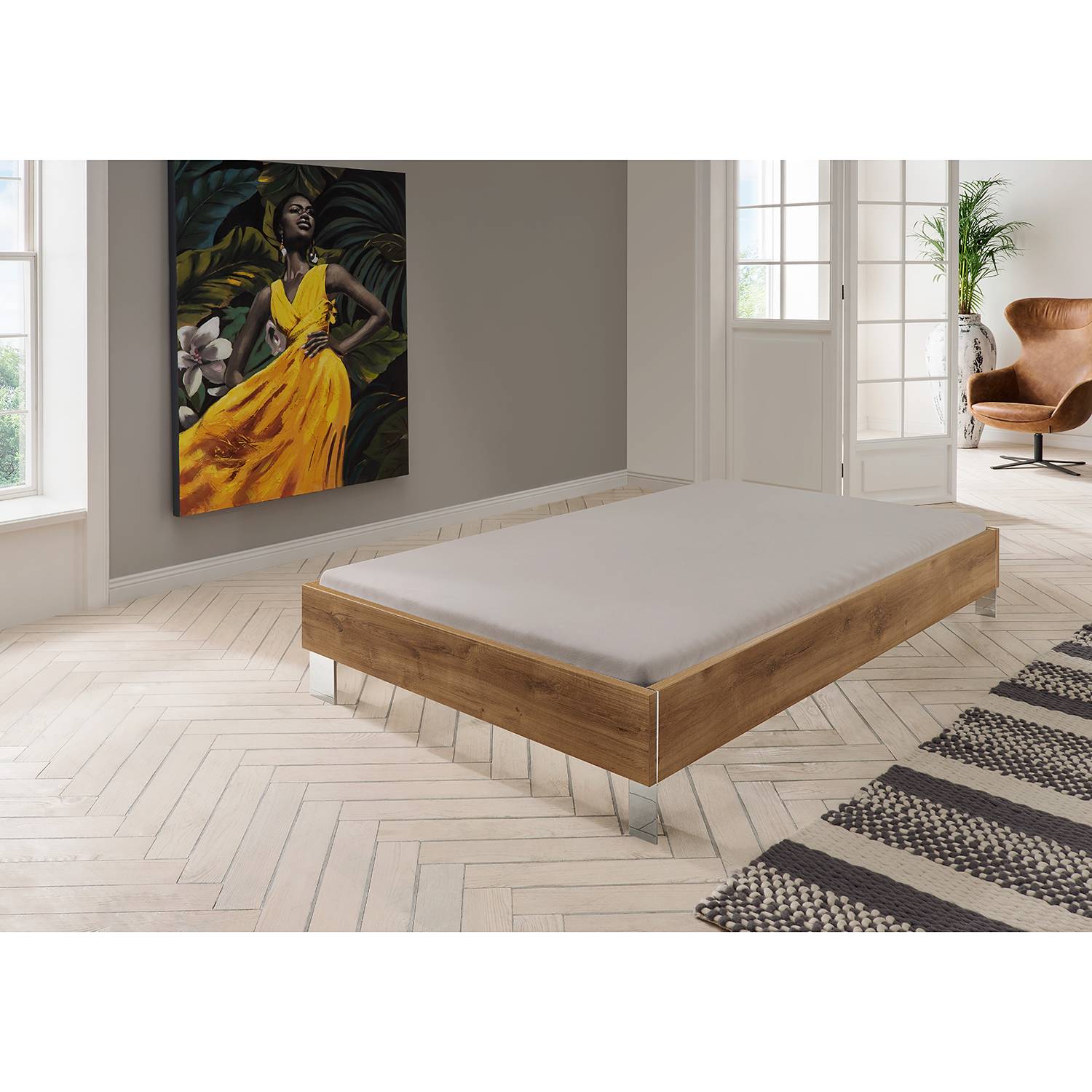 home24 Wimex Bettgestell Level 100x200 cm Spanplatte Plankeneiche Dekor Modern