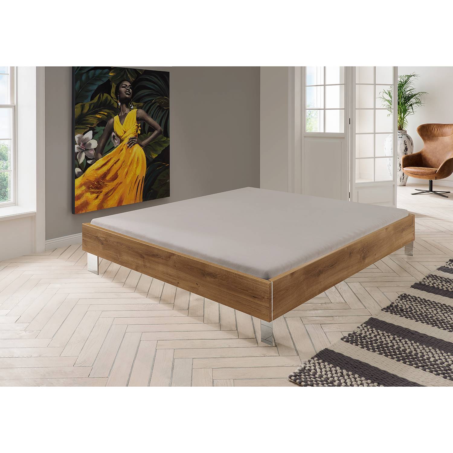 home24 Wimex Bettgestell Level 160x200 cm Spanplatte Plankeneiche Dekor Modern