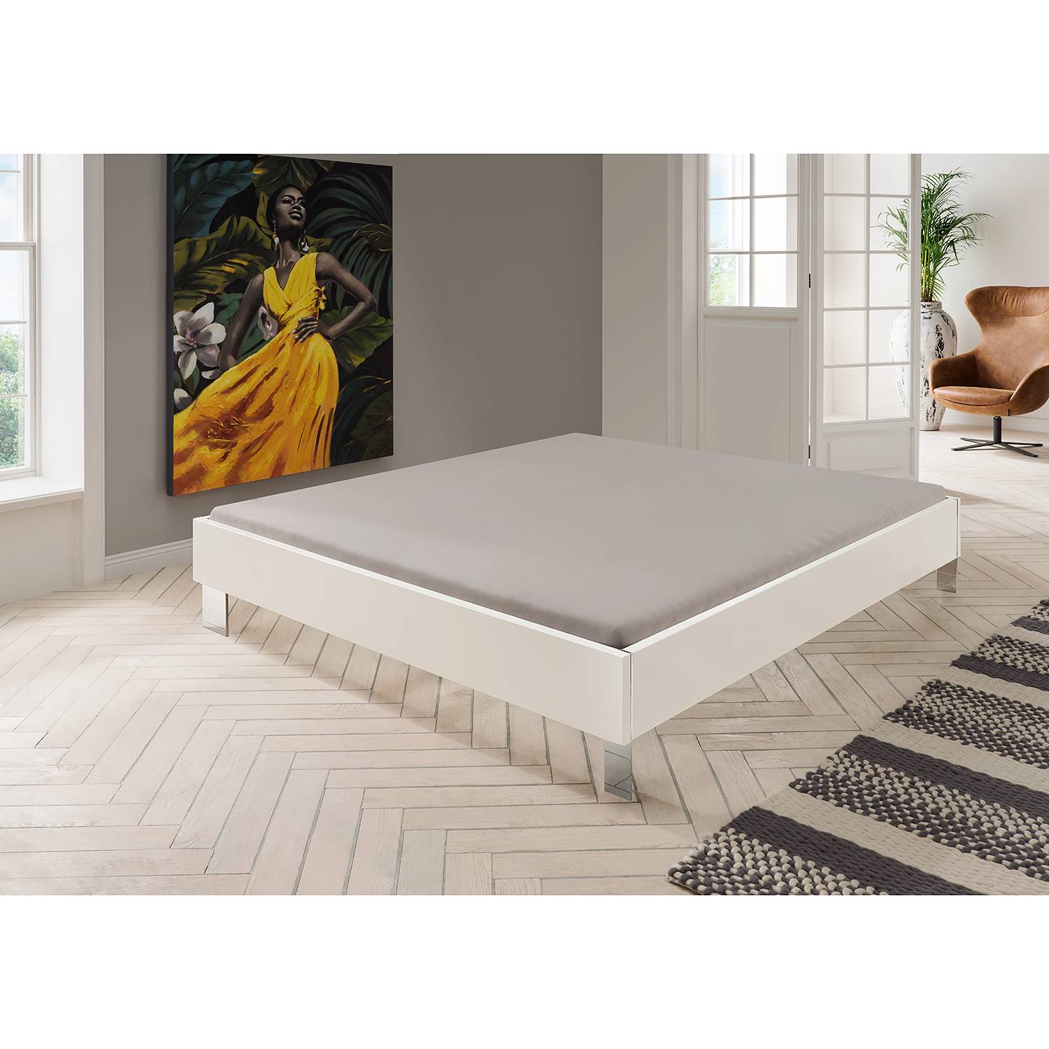 home24 Wimex Bettgestell Level 160x200 cm Spanplatte Weiß Modern