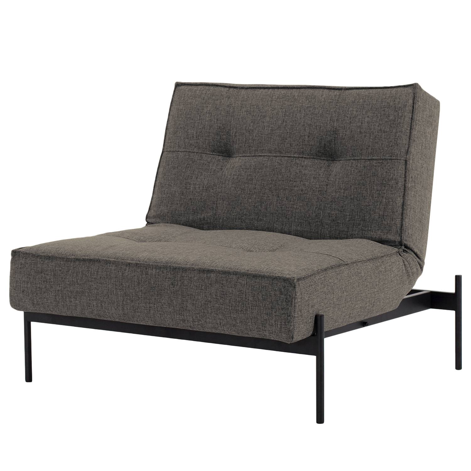 home24 Innovation Möbel Sessel Splitback Lauge Dunkelgrau Webstoff mit Schlaffunktion 90x79x88 cm (BxHxT)