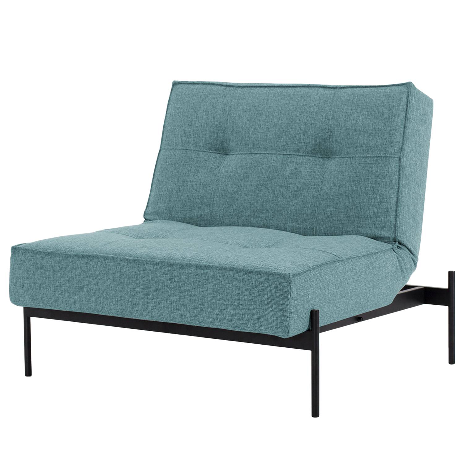 home24 Innovation Möbel Sessel Splitback Lauge Blau Strukturstoff mit Schlaffunktion 90x79x88 cm (BxHxT)
