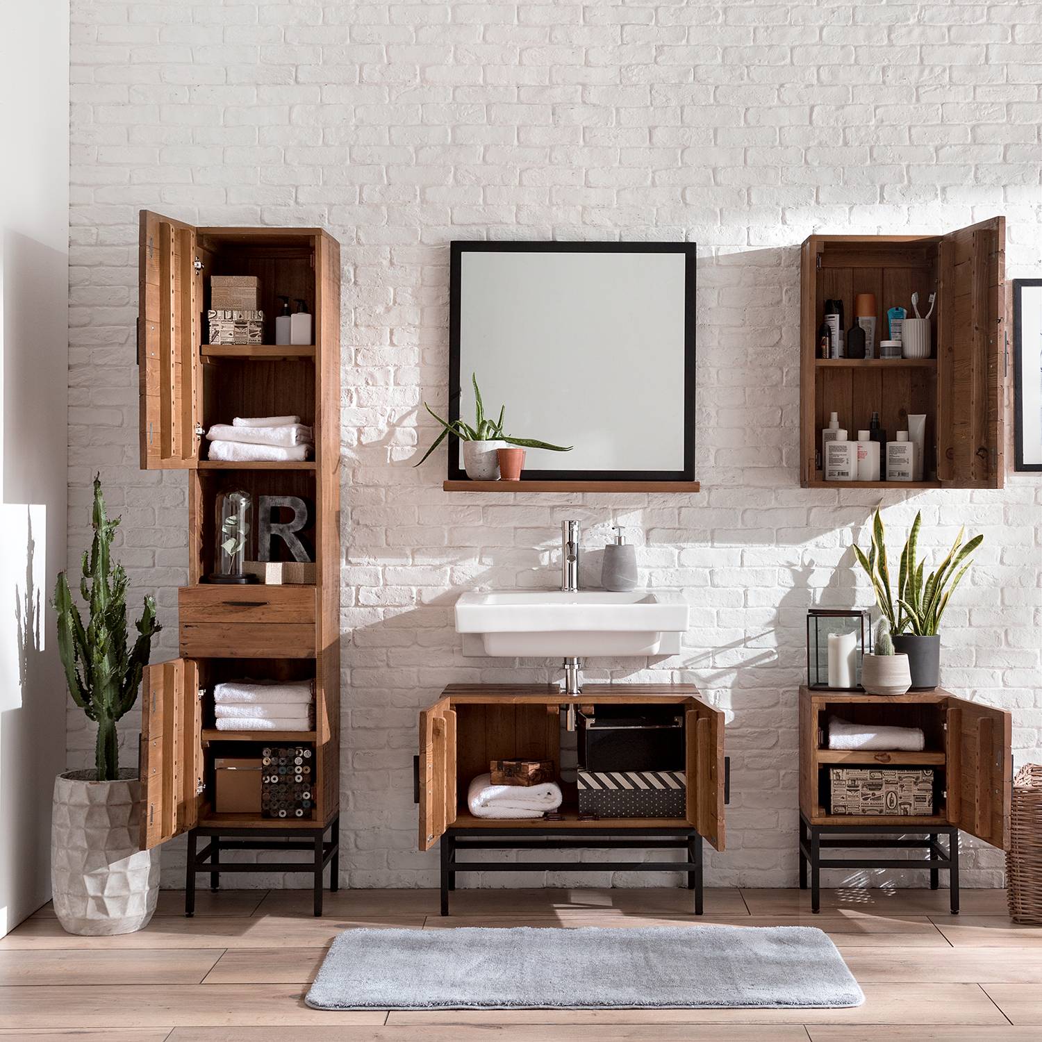 home24 Badezimmerset Grasby I (5-teilig)