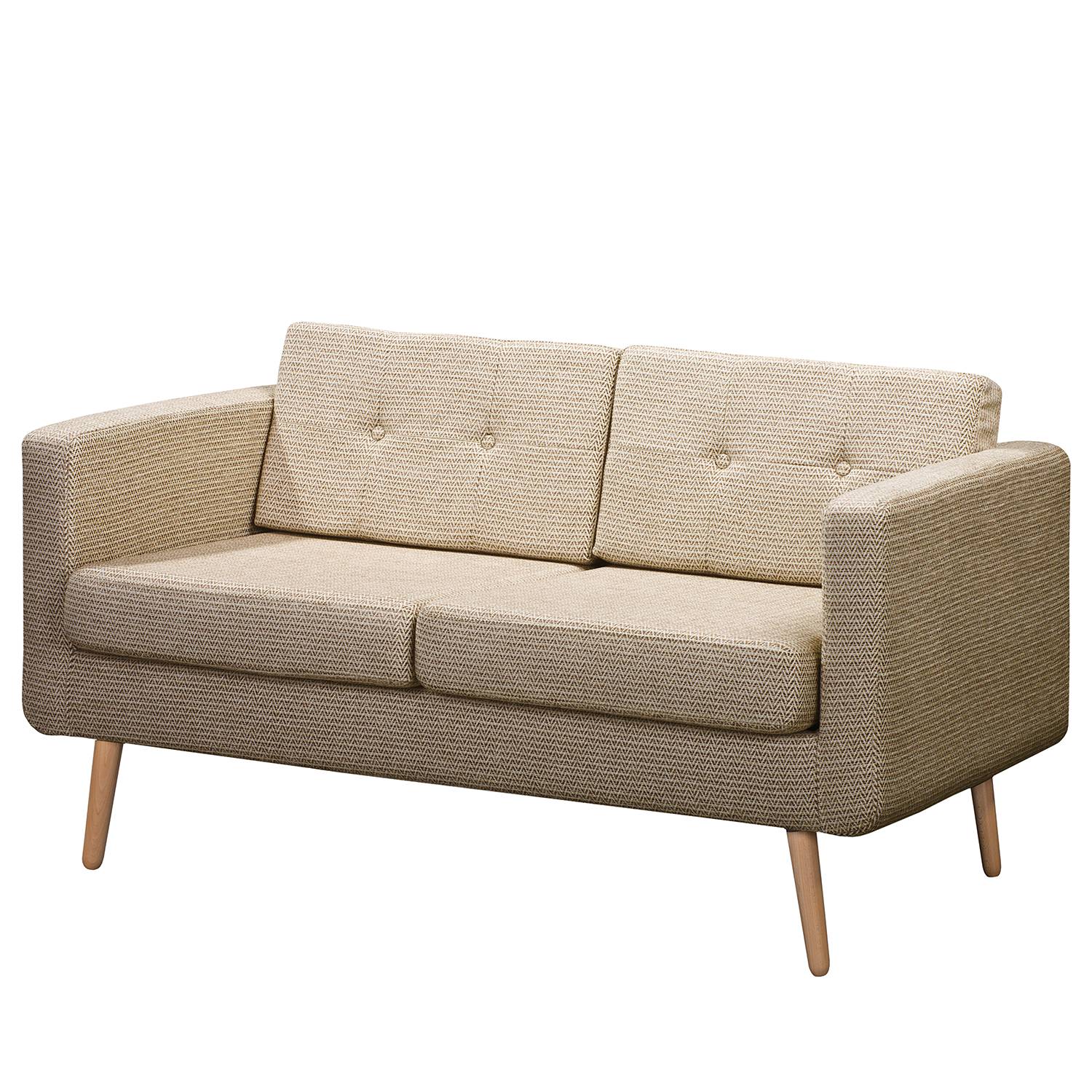 home24 Mørteens Sofa Croom IV 2-Sitzer Sand Webstoff 143x86x84 cm