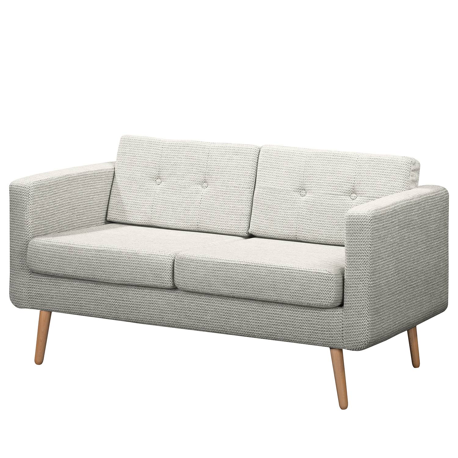 home24 Mørteens Sofa Croom IV 2-Sitzer Schwedisch Weiß Webstoff 143x86x84 cm