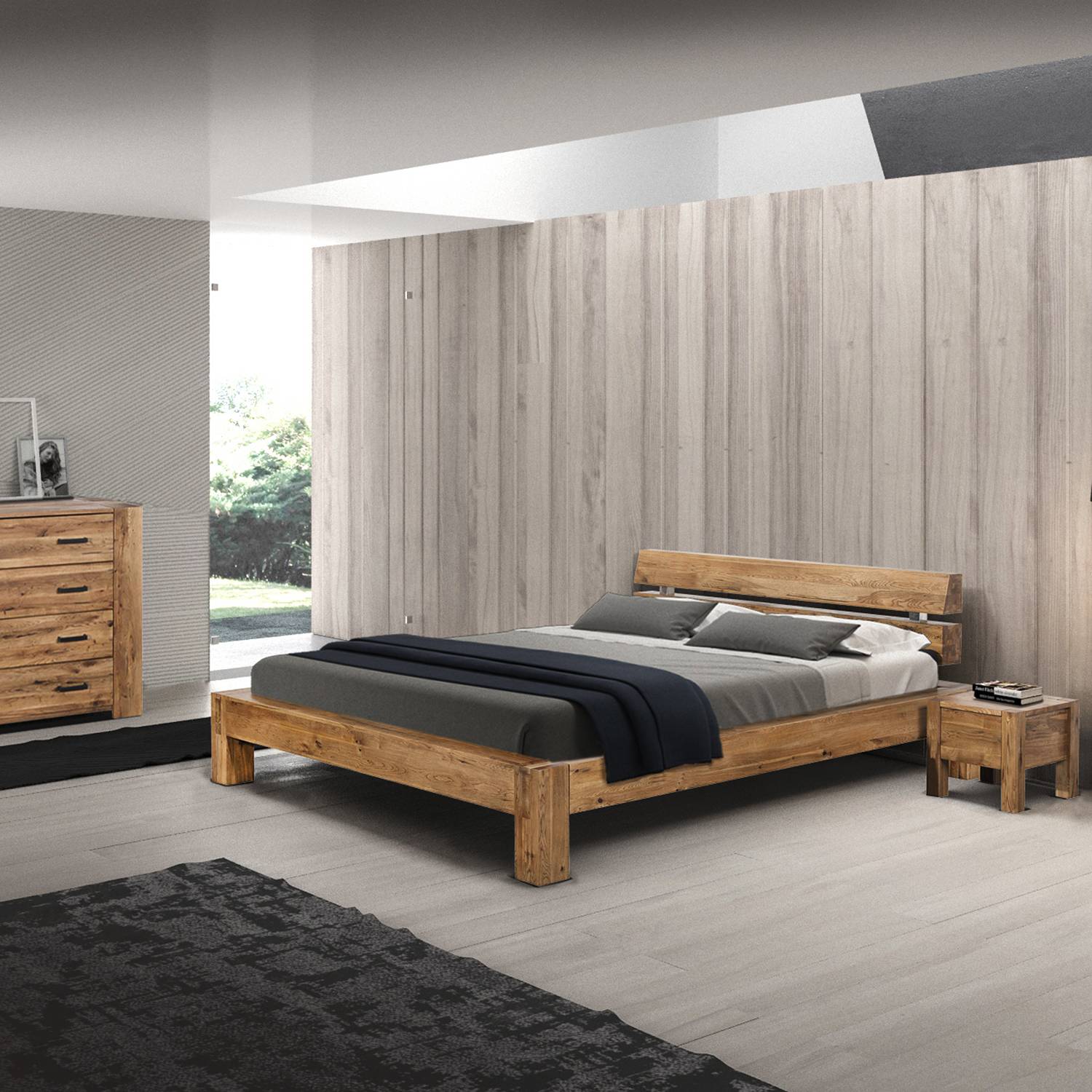 home24 Neue Modular Massivholzbett Ortega 180x200 cm Sumpfeiche