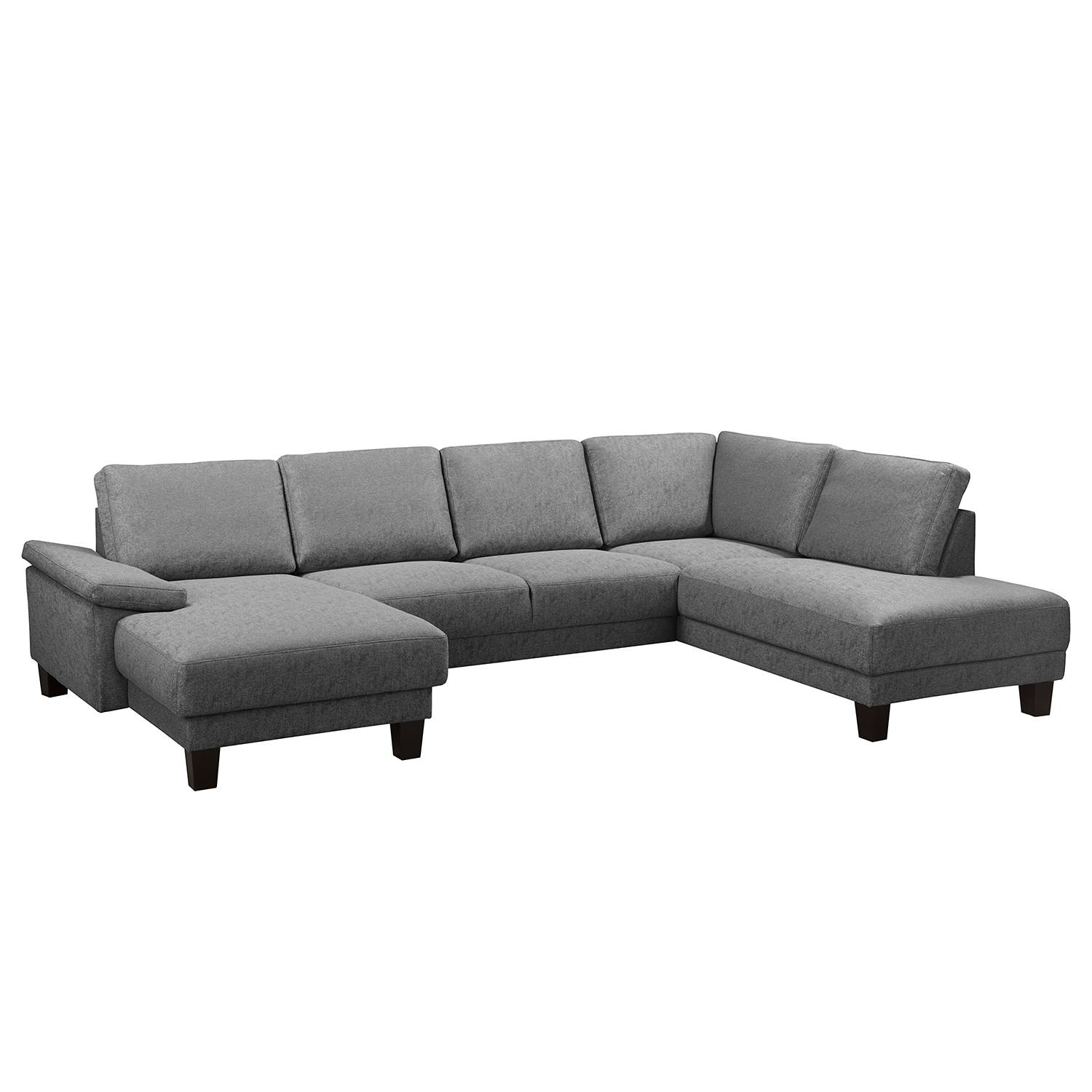 home24 Fredriks Wohnlandschaft Gellik Grau Webstoff 302x80x200 cm