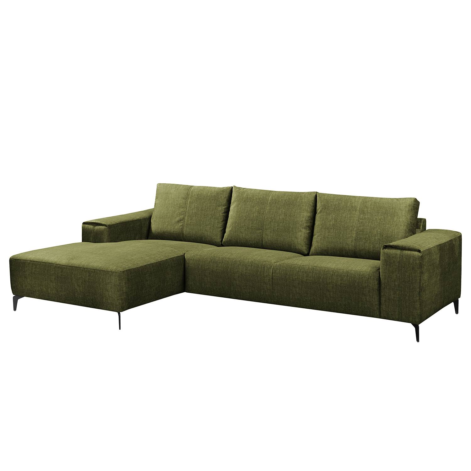 home24 Fredriks Ecksofa Mazy Olivgrün Microfaser 280x85x165 cm