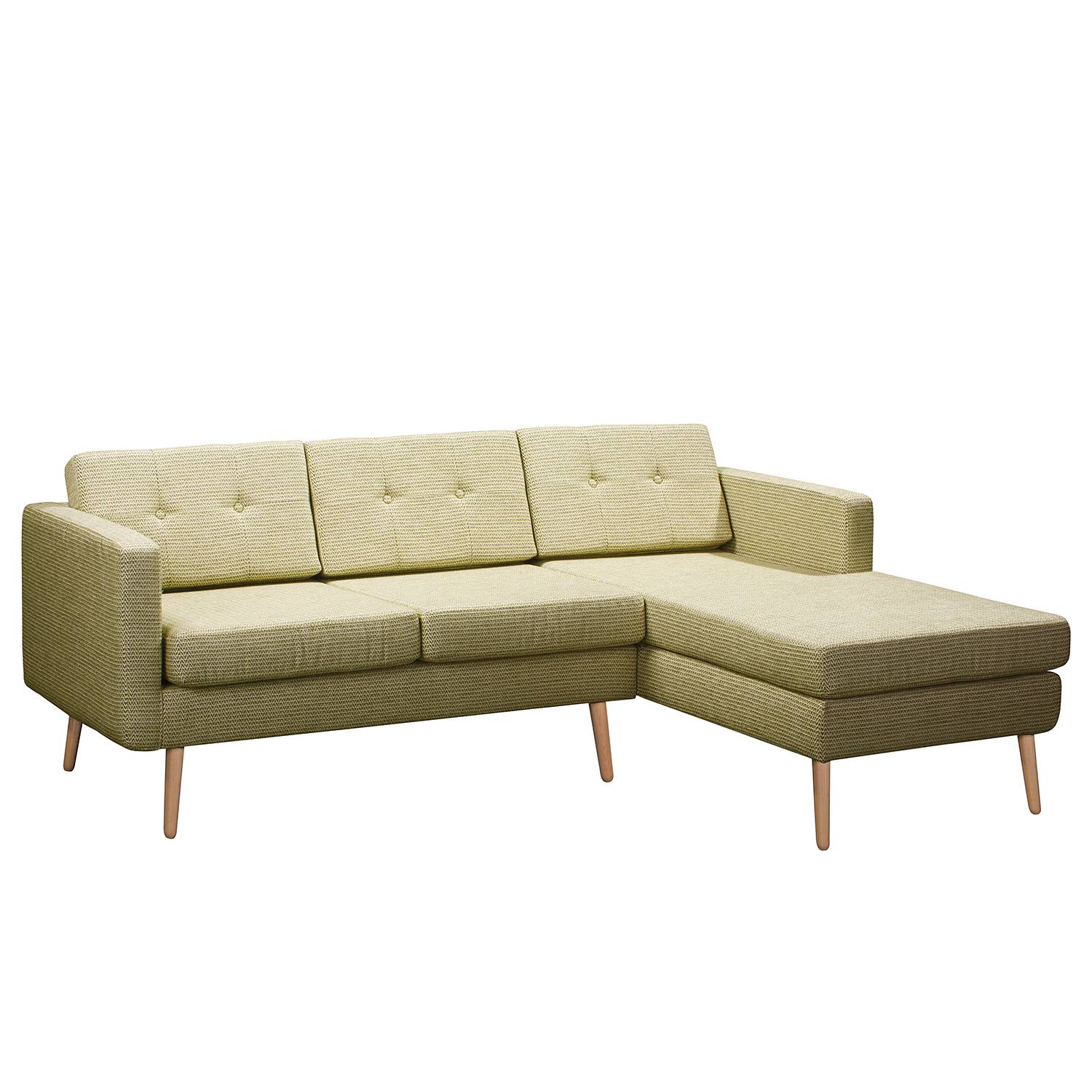 home24 Mørteens Ecksofa Croom IV Beigegrün Webstoff 211x84x154 cm