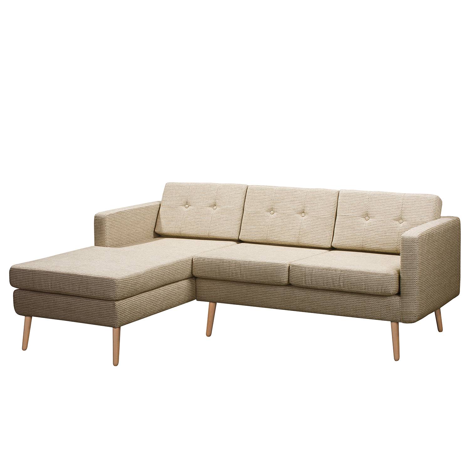 home24 Mørteens Ecksofa Croom IV Sand Webstoff 211x84x154 cm