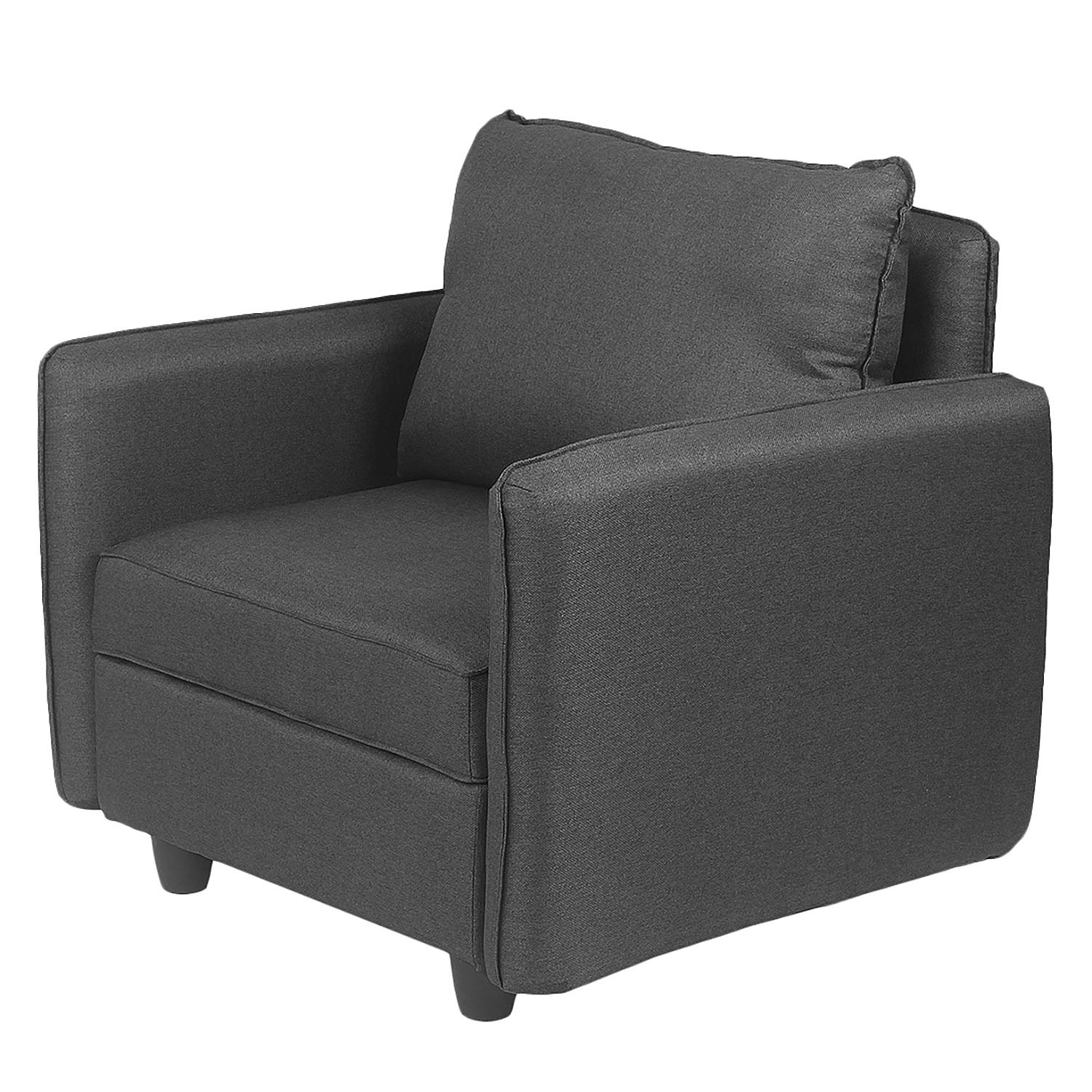 home24 Fredriks Sessel Lavara I Dunkelgrau Webstoff mit Bettkasten 96x72x90 cm (BxHxT)