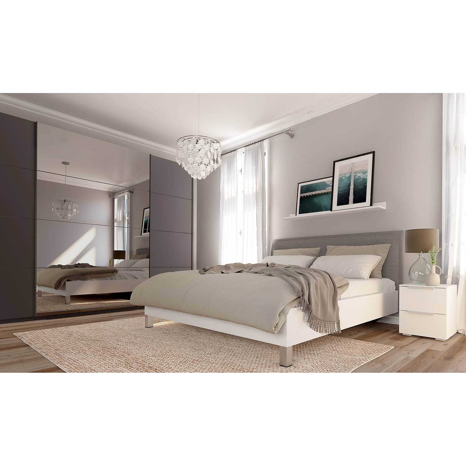 home24 Schwebetürenschrank SKØP  pure reflect+