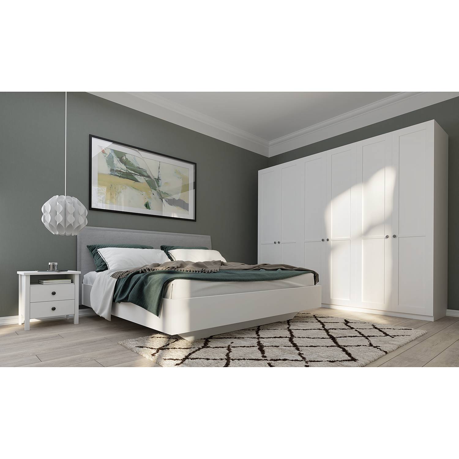 home24 Drehtürenschrank SKØP VIII Alpinweiß 270x222x60 cm (BxHxT) 6-türig Spanplatte Landhaus