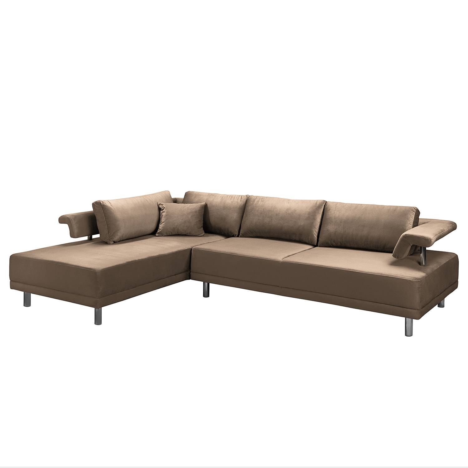 home24 Fredriks Ecksofa Barao II Braun Samt 285x78x193 cm