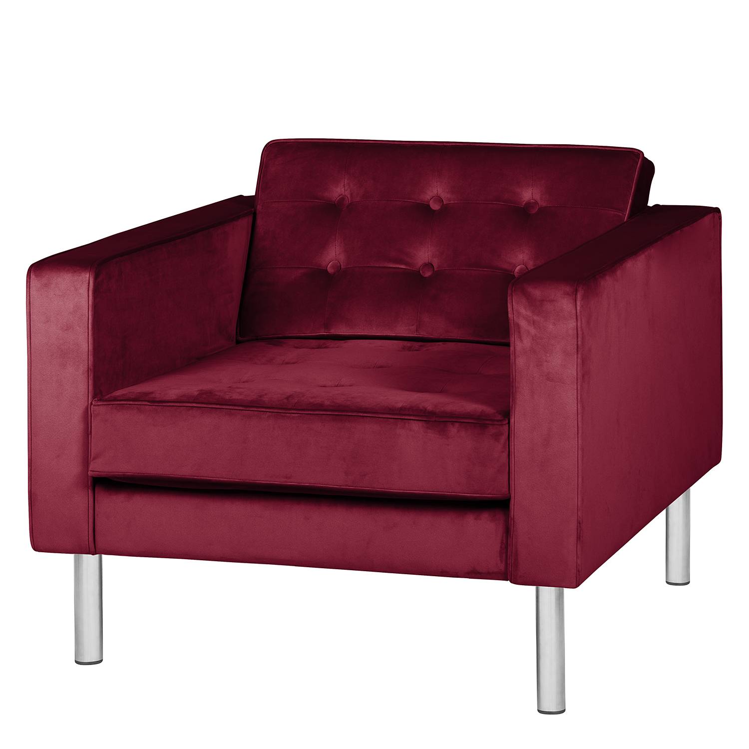 home24 Fredriks Sessel Chelsea III Bordeaux Microfaser 82x78x85 cm (BxHxT)