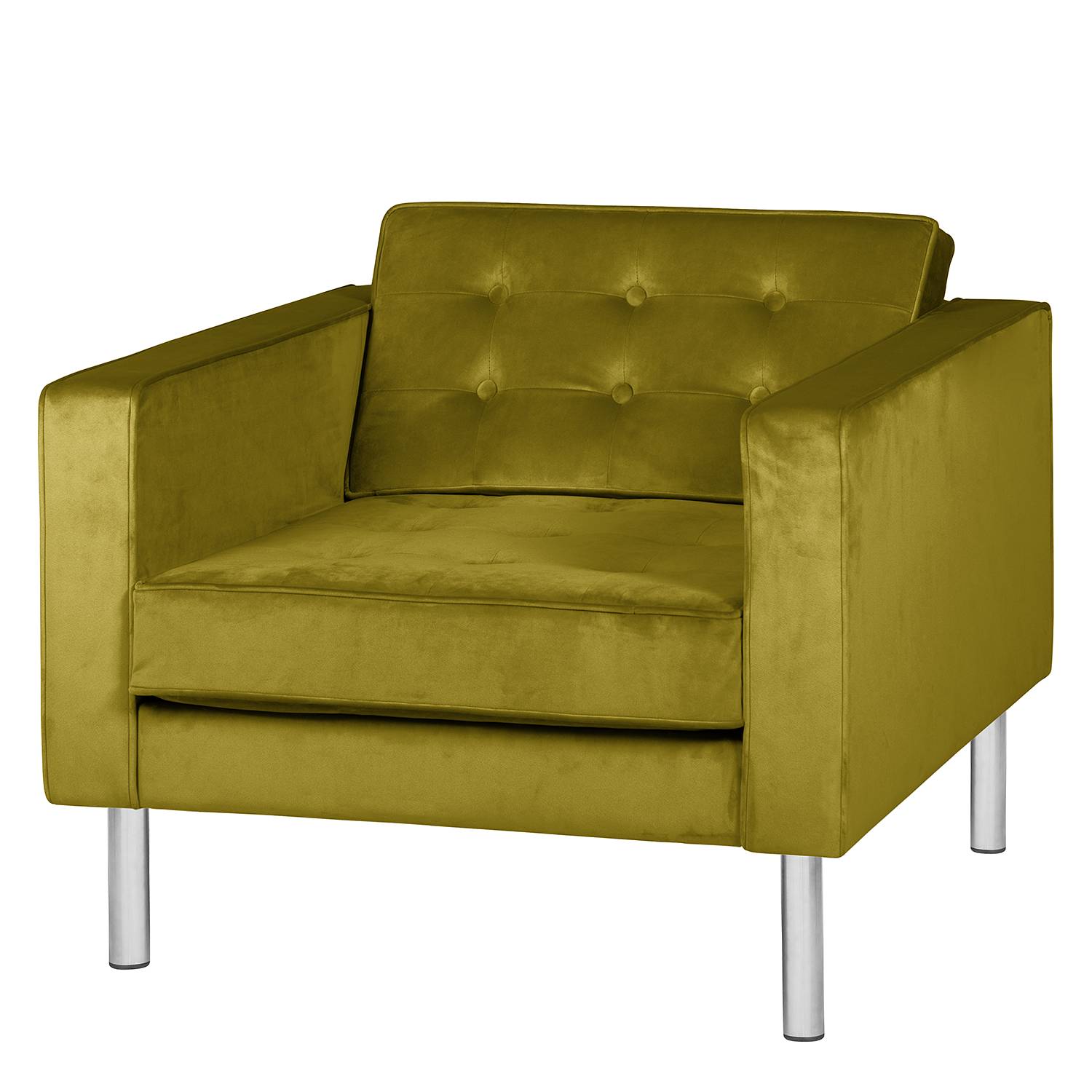 home24 Fredriks Sessel Chelsea III Grün Microfaser 82x78x85 cm (BxHxT)