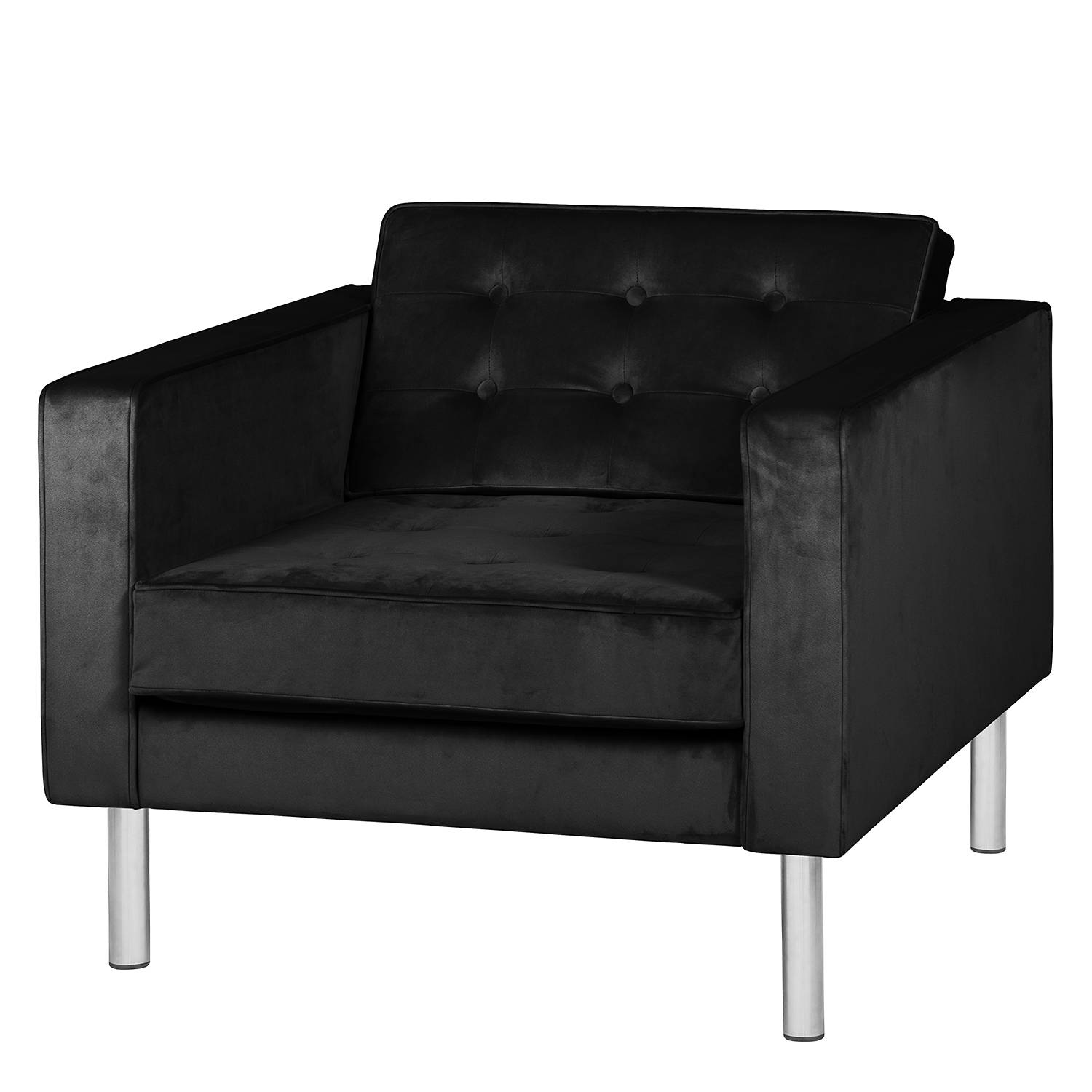 home24 Fredriks Sessel Chelsea III Schwarz Microfaser 82x78x85 cm (BxHxT)